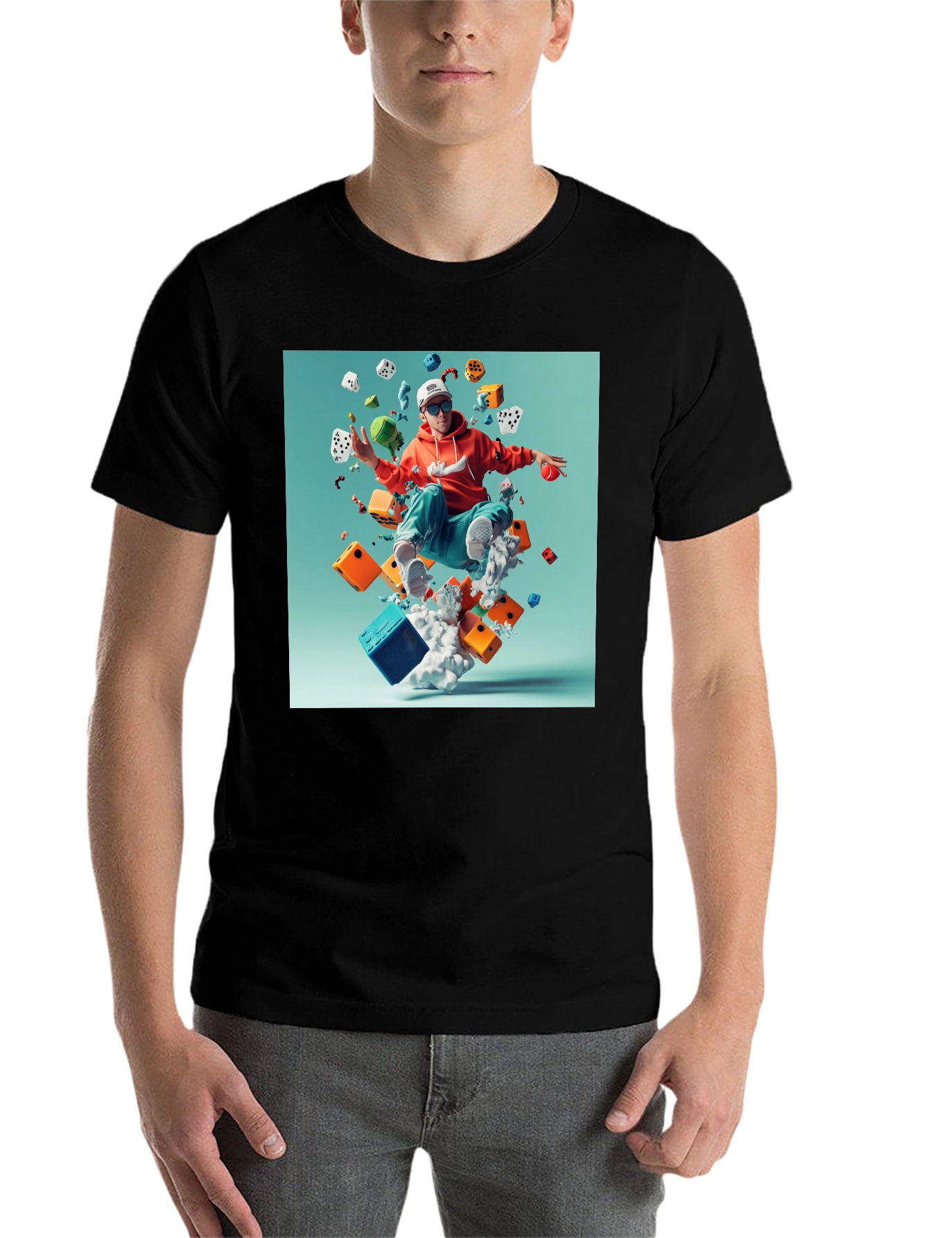 Artistic Dice Graphic Tee - Casual Cotton T-Shirt - 7