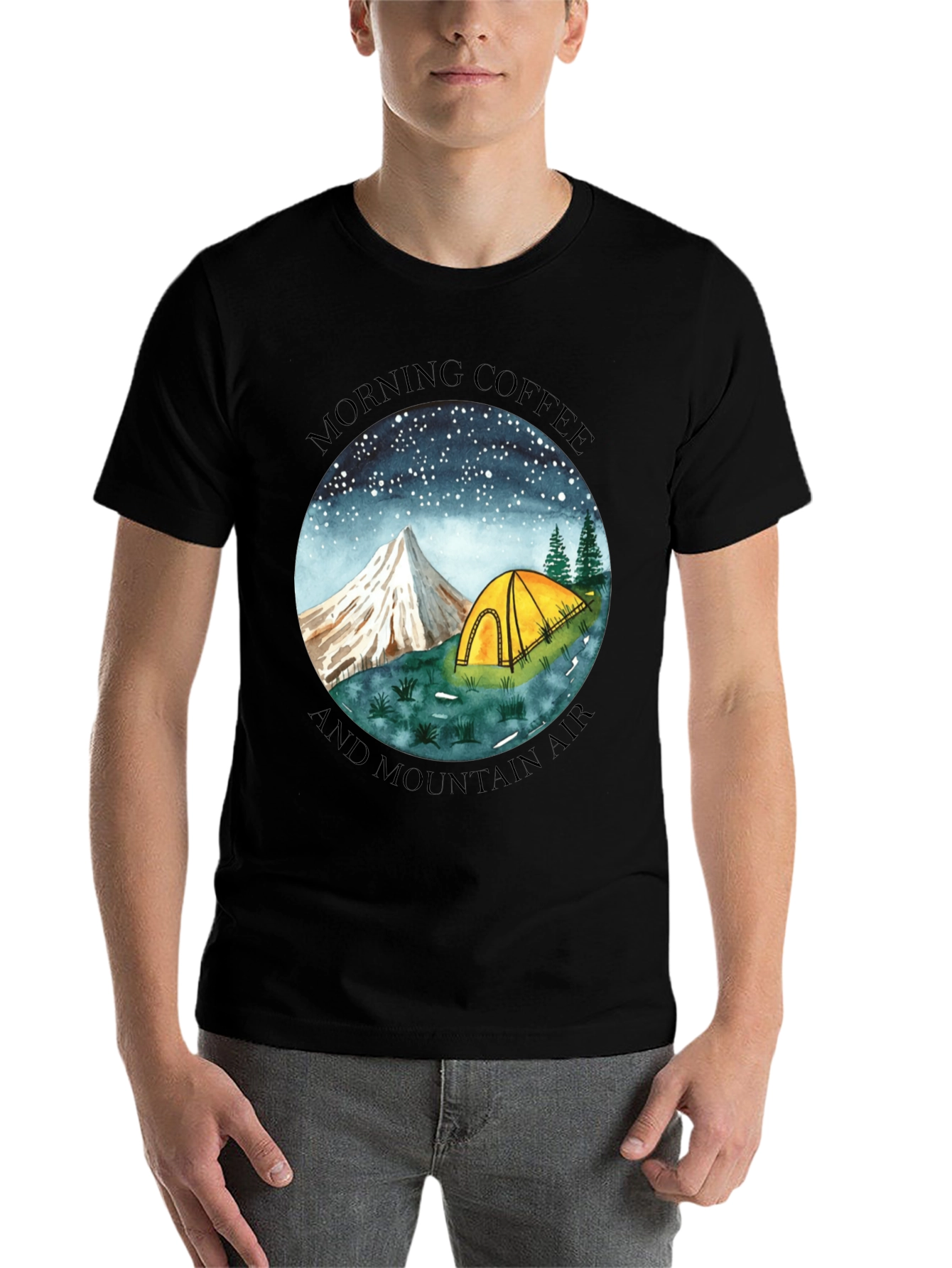 Black Morning Coffee & Mountain Air Graphic Tee view 7