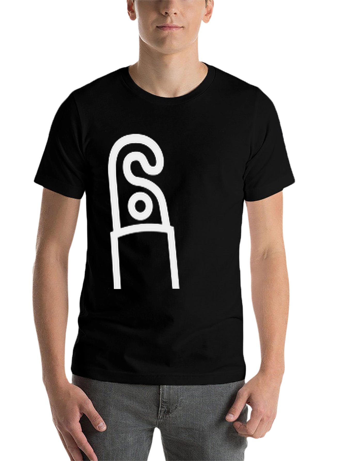 Black Abstract Symbol T-Shirt - Modern Minimalist Design view 7