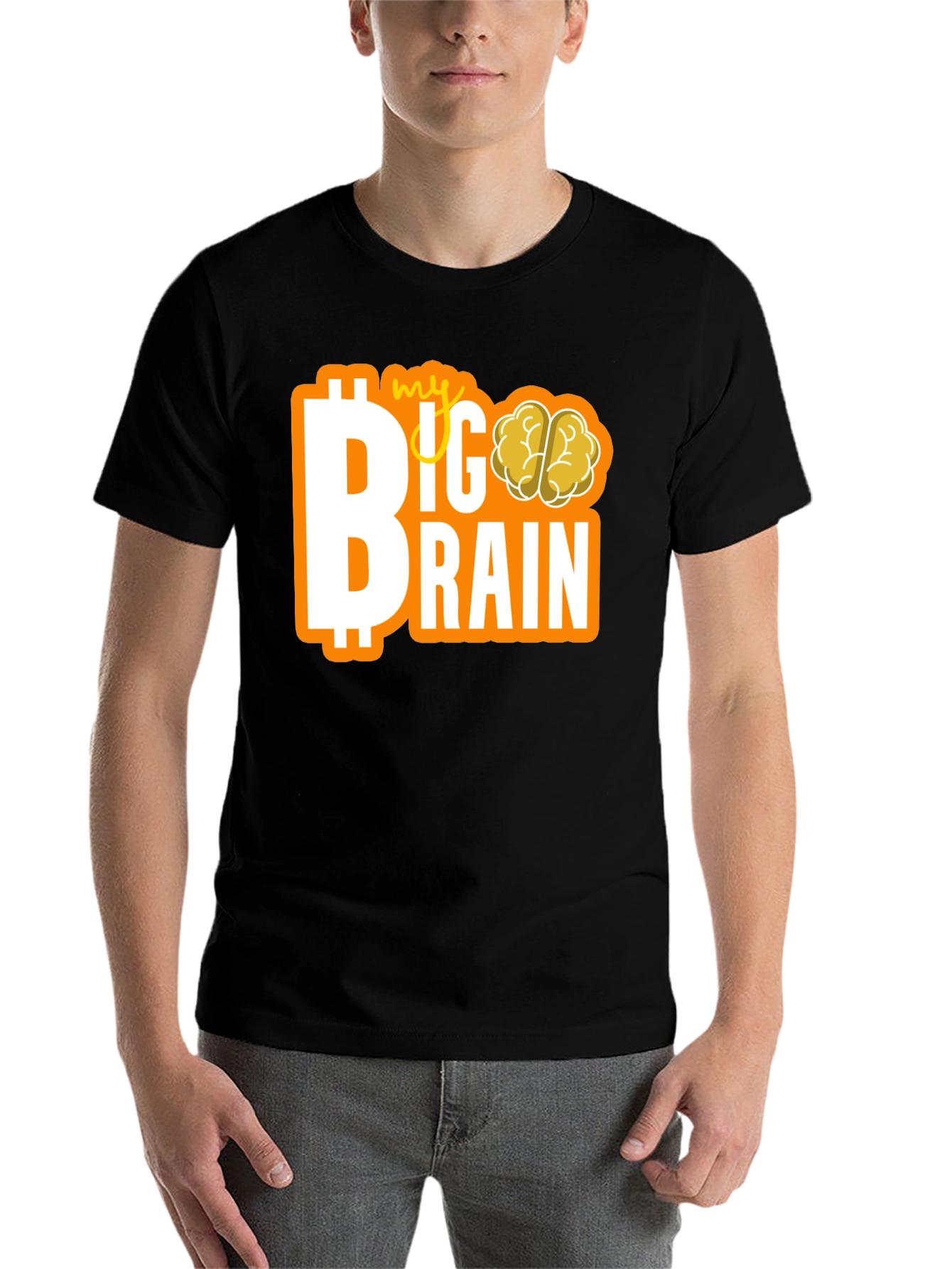 Black My Big Brain Tee - Crypto Investor Genius T-Shirt view 7