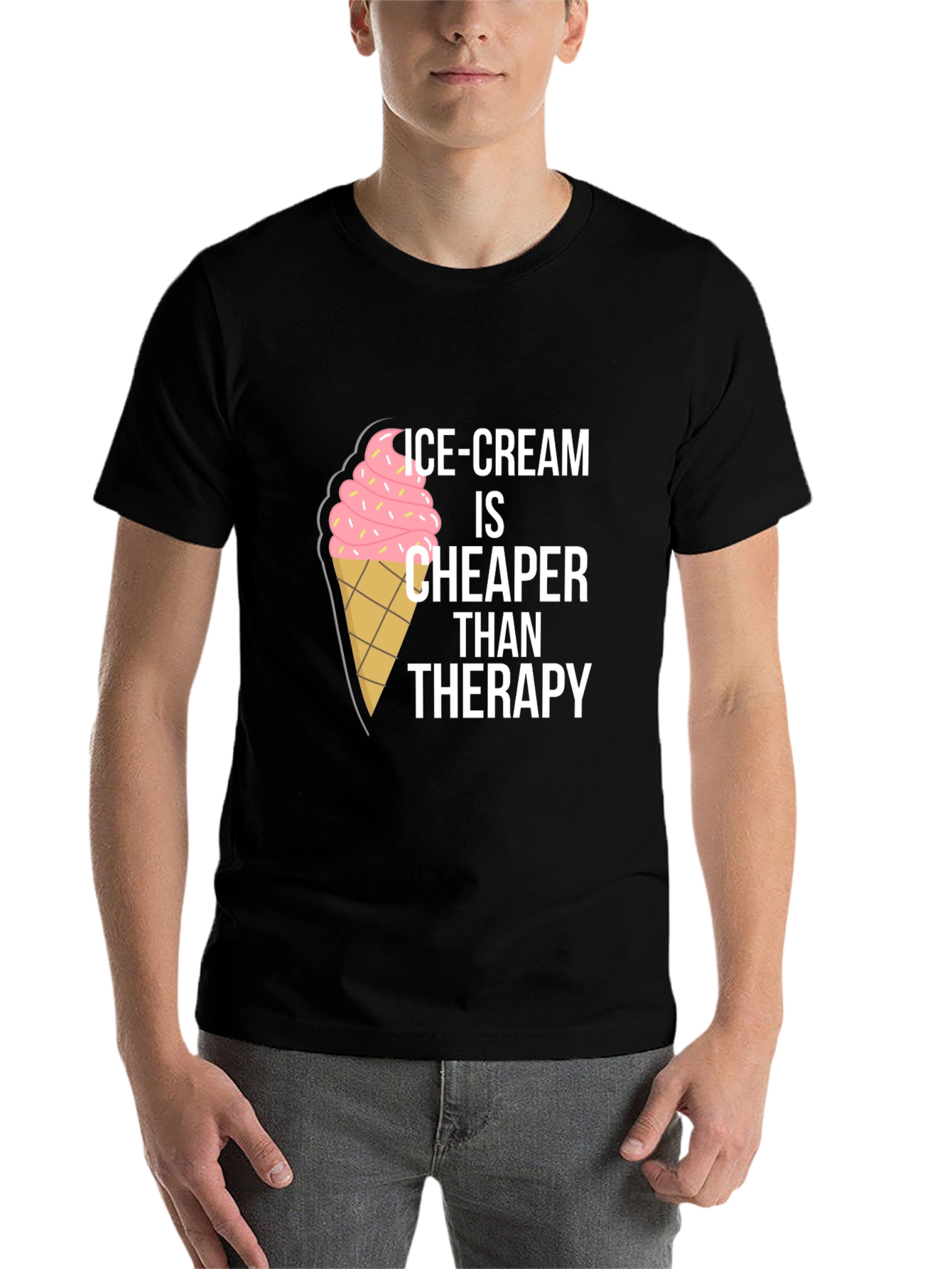 Black Ice Cream Cheaper Than Therapy Graphic Tee view 7