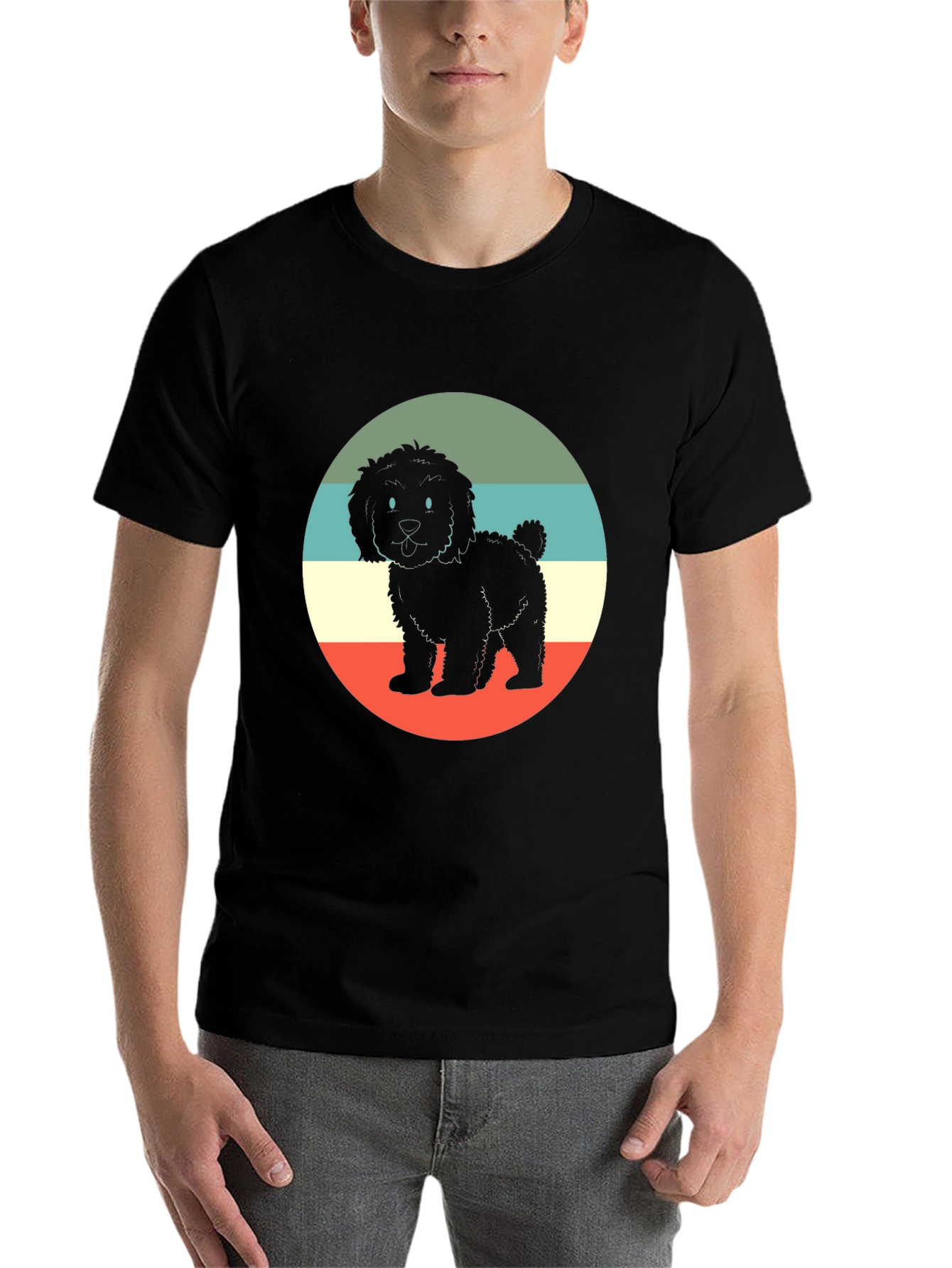 Black Retro Dog T-Shirt - Vintage Style Pup Tee view 7