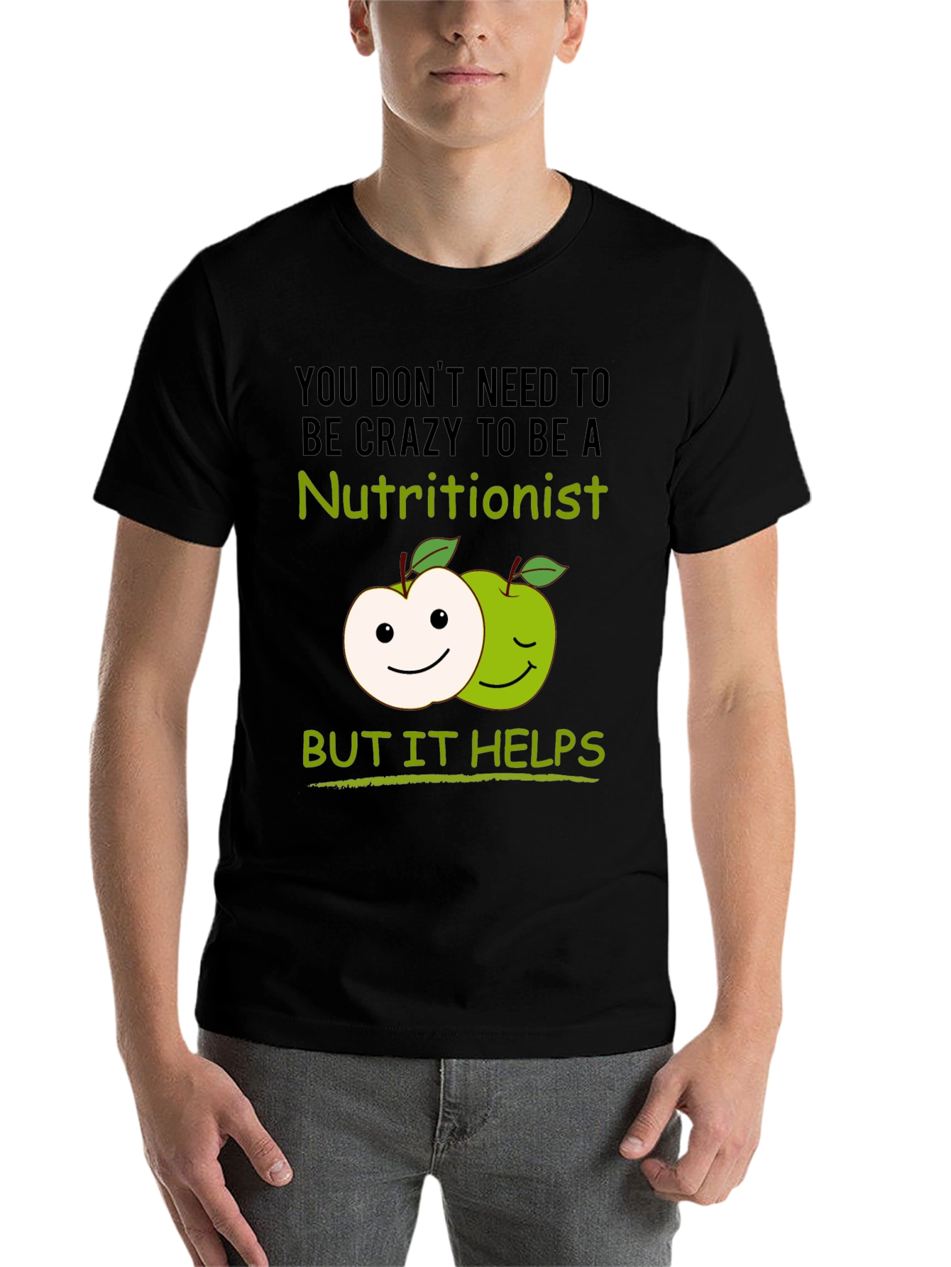 Black Nutritionist Humor T-Shirt - Crazy Helps! view 7