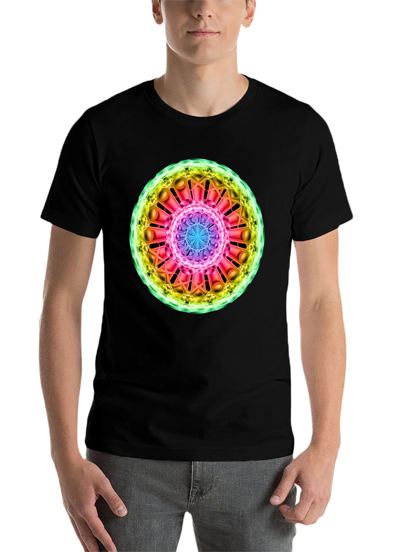 Black Cosmic Mandala Graphic Tee - Black view 7