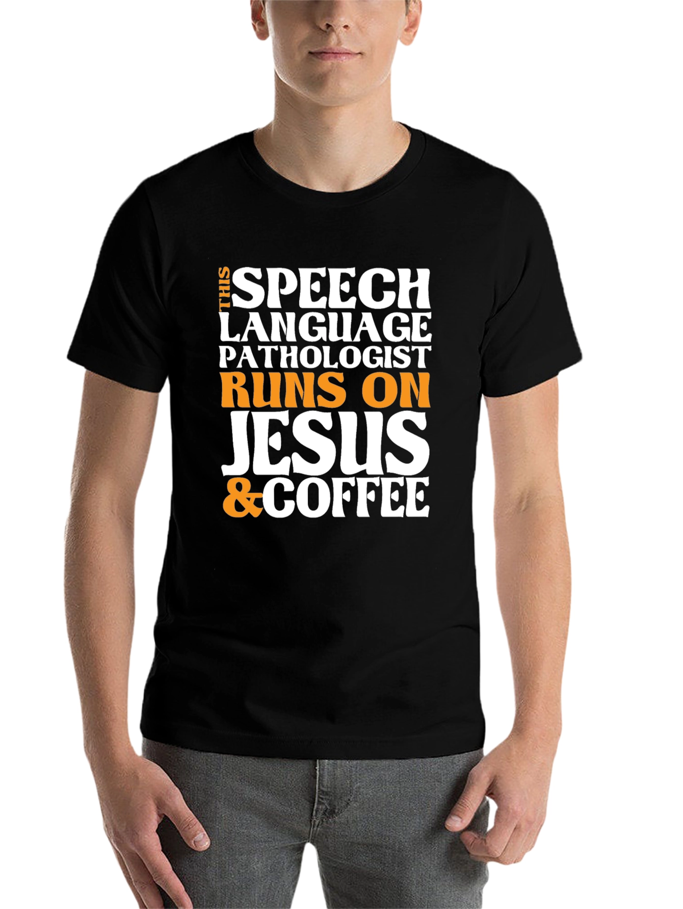 Black Speech Pathologist Jesus & Coffee T-Shirt view 7