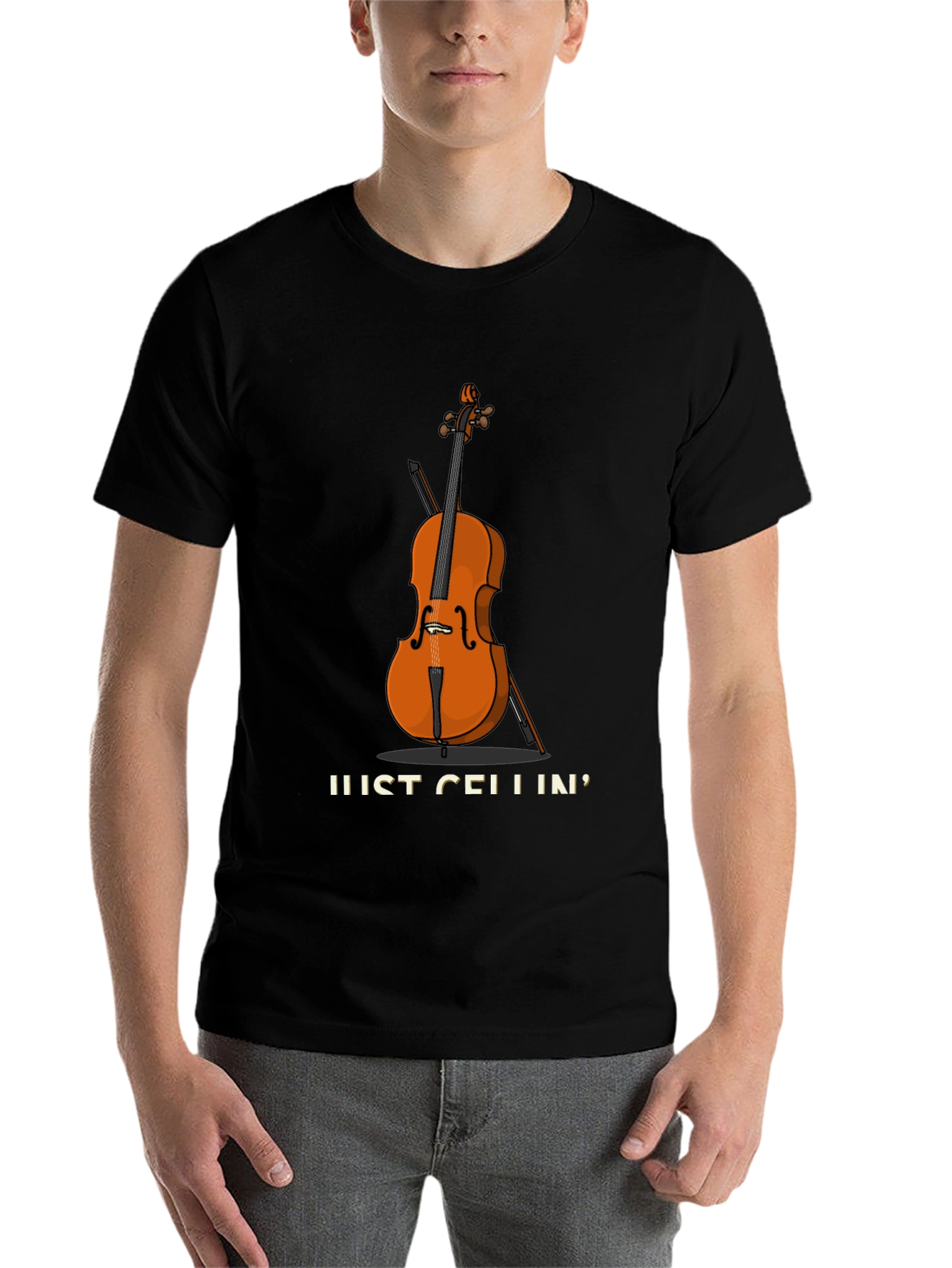 Black Just Cellin' T-Shirt | Music Lover Gift view 7