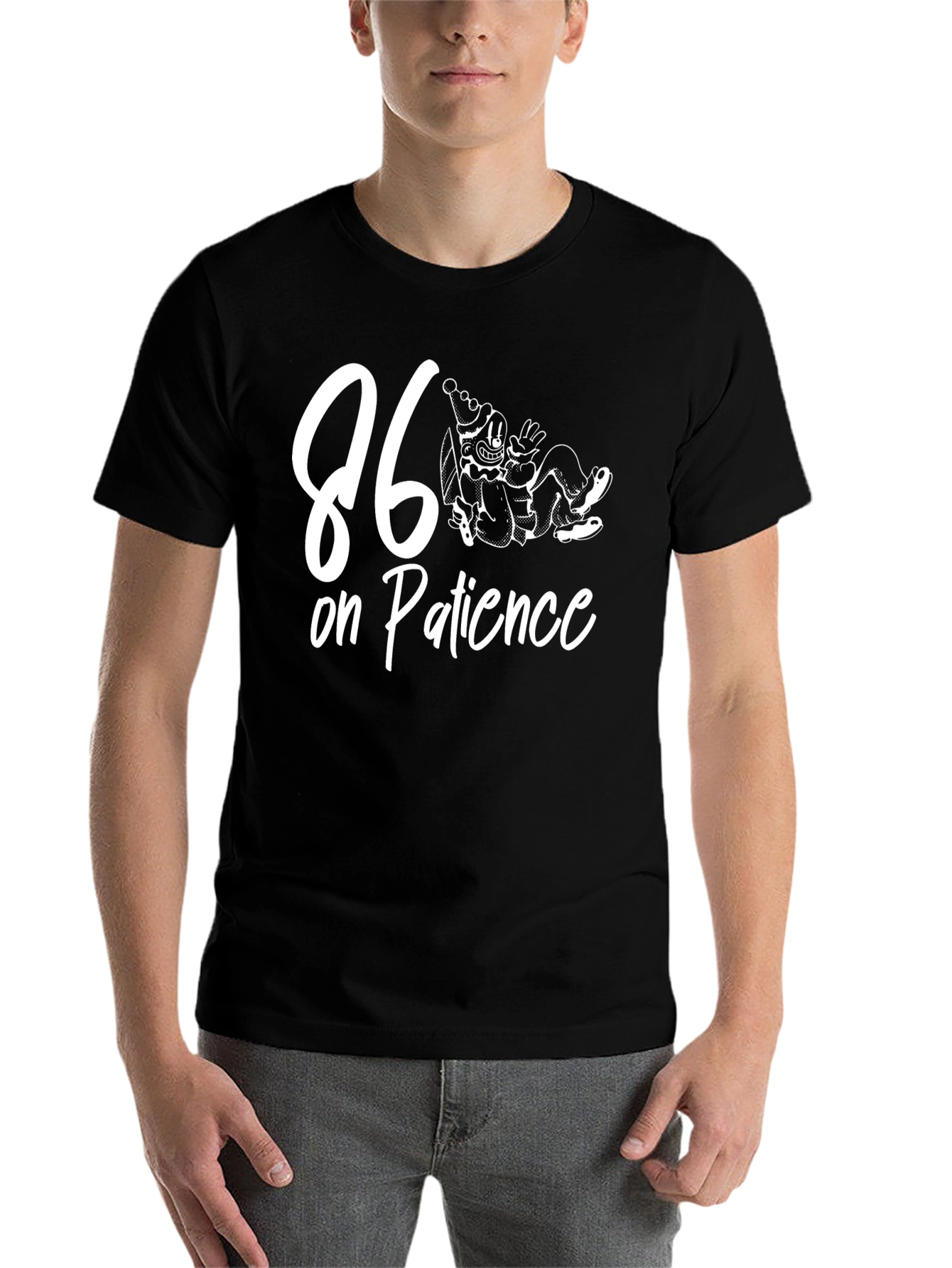 Black 86 on Patience Graphic Tee - Black Cotton T-Shirt view 7