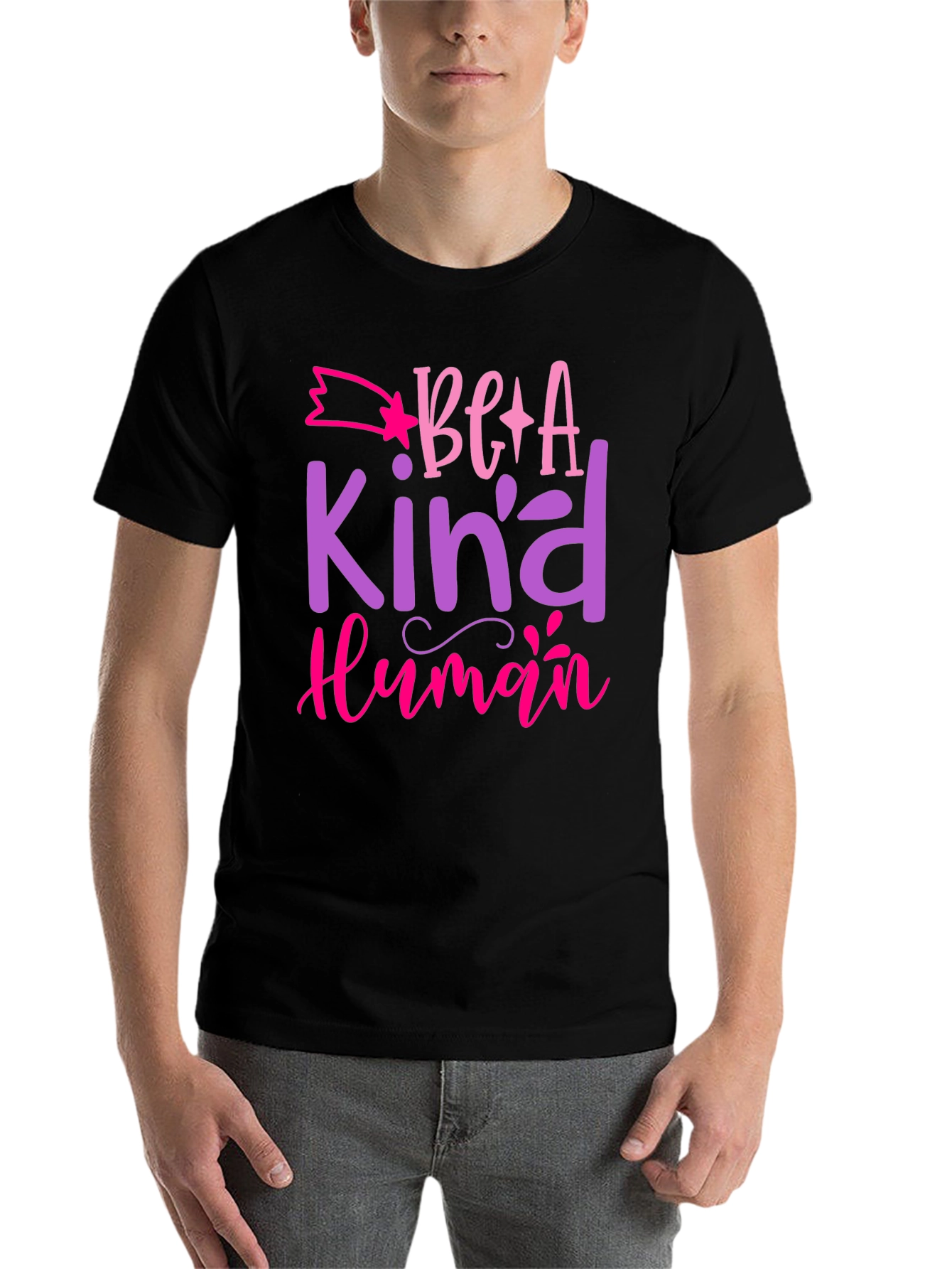 Black Be A Kind Human Graphic T-Shirt - Positive Message Tee view 7