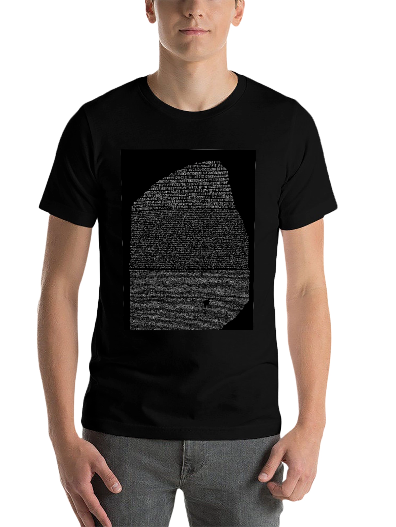 Black Rosetta Stone Graphic Tee - Black Cotton T-Shirt view 7