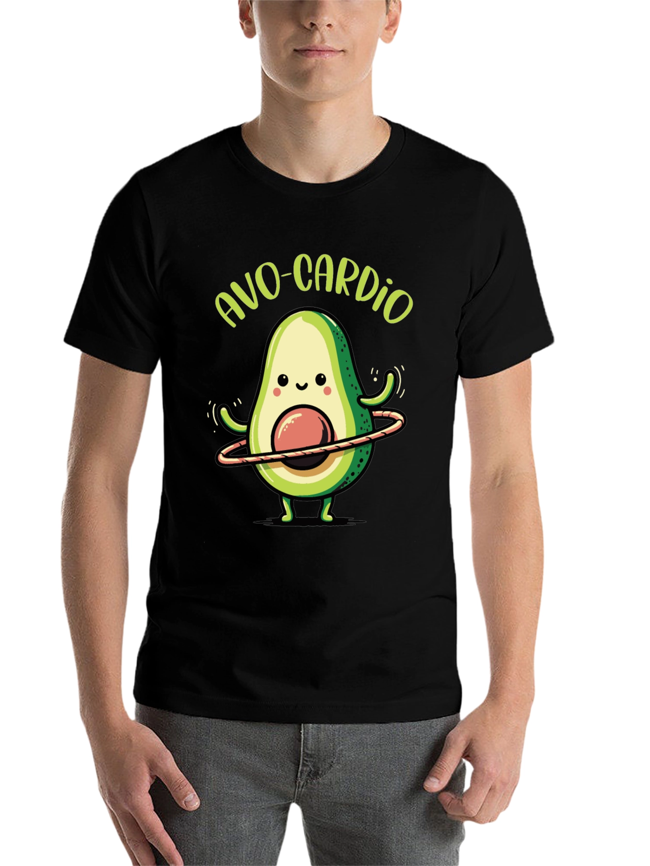 Black Avo-Cardio Black T-Shirt - Avocado Fitness Tee view 7