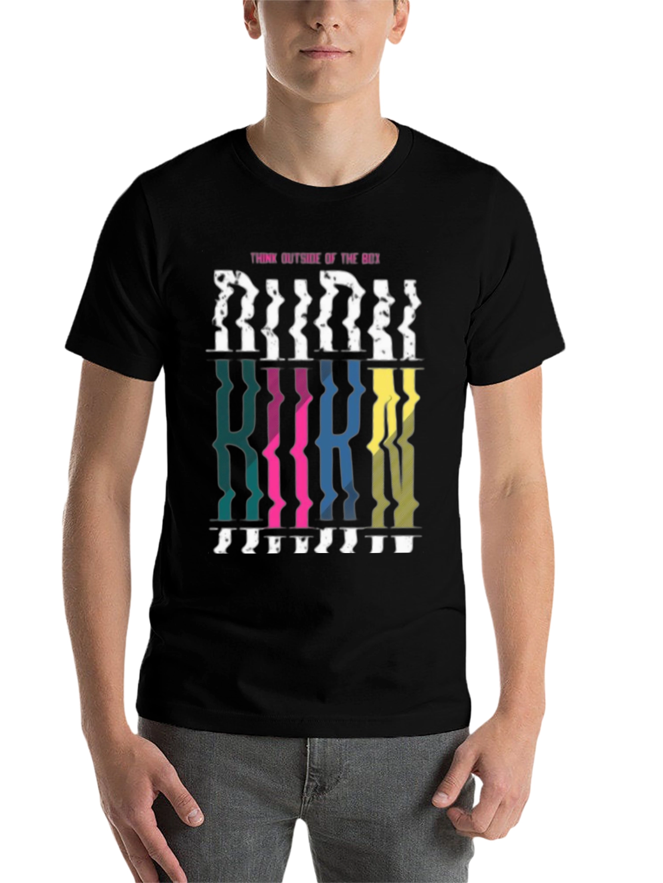 Black Think Outside the Box Graphic Tee - Unique Design T-Shirt view 7