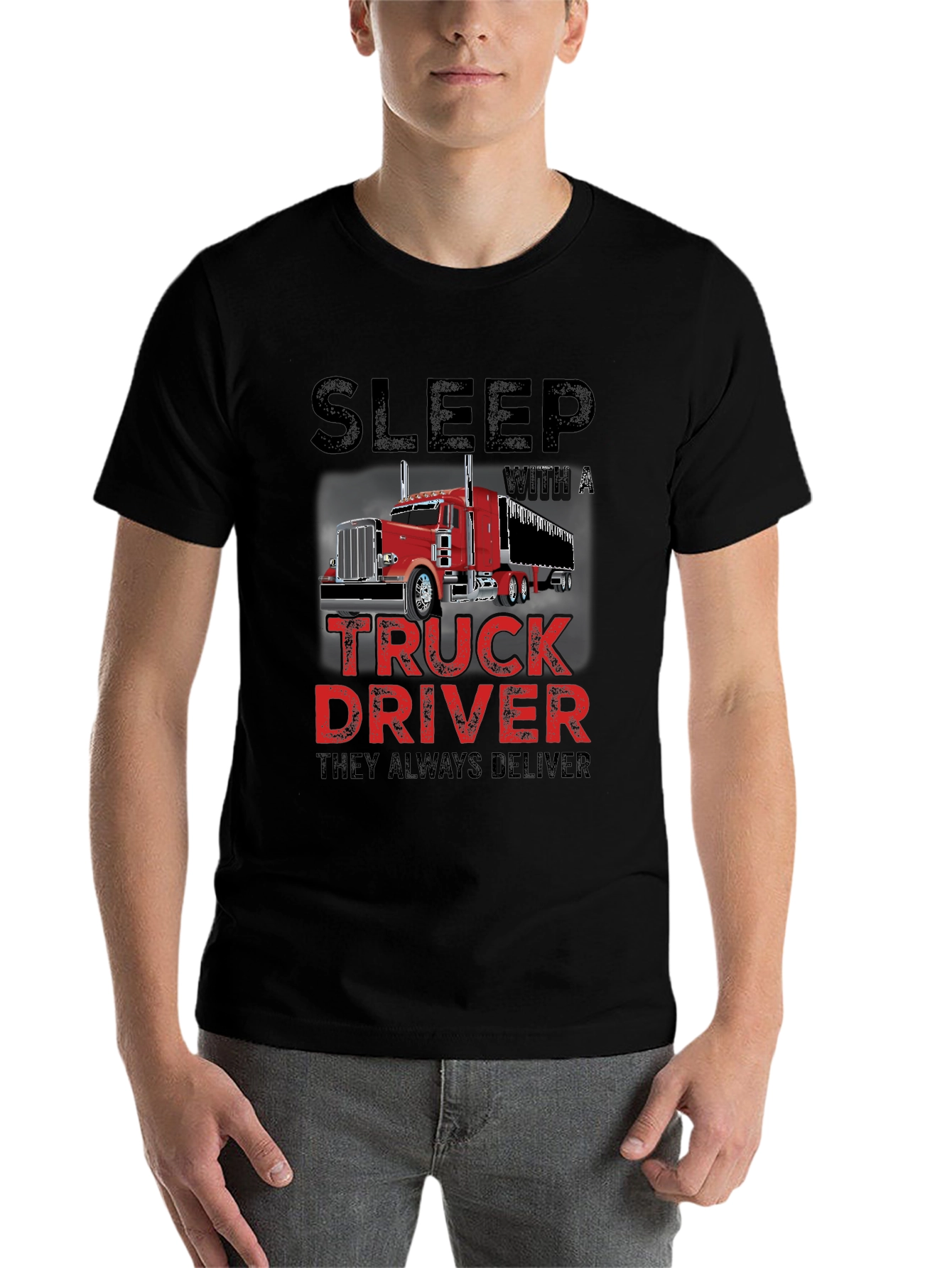 Black Sleep With a Truck Driver T-Shirt view 7