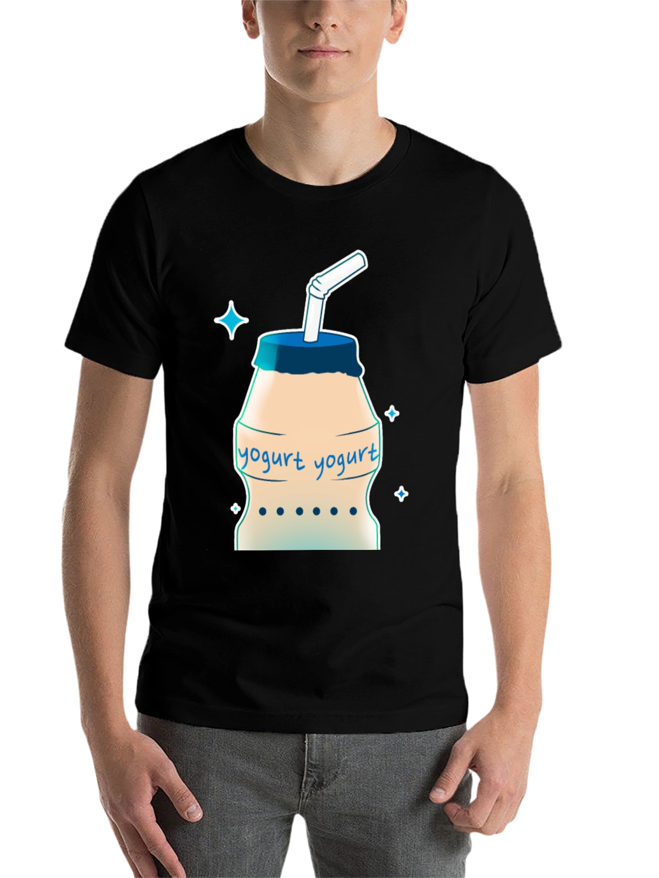 Black Yogurt Drink T-Shirt - Cool Graphic Tee view 7