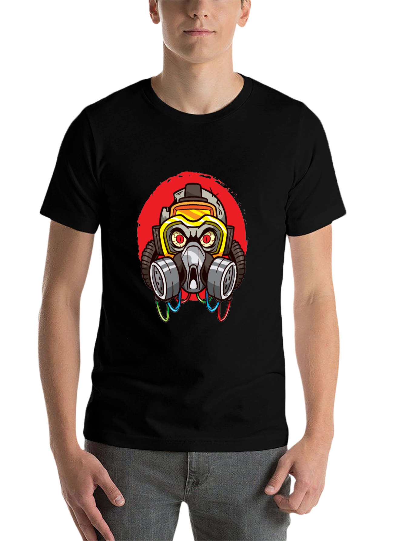 Black Gas Mask Graphic T-Shirt - Cool Streetwear Style view 7