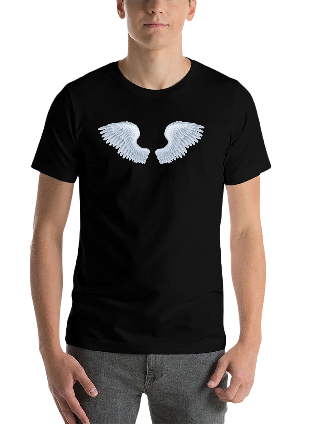 Black Angel Wings Black Tee - Classic Style view 7
