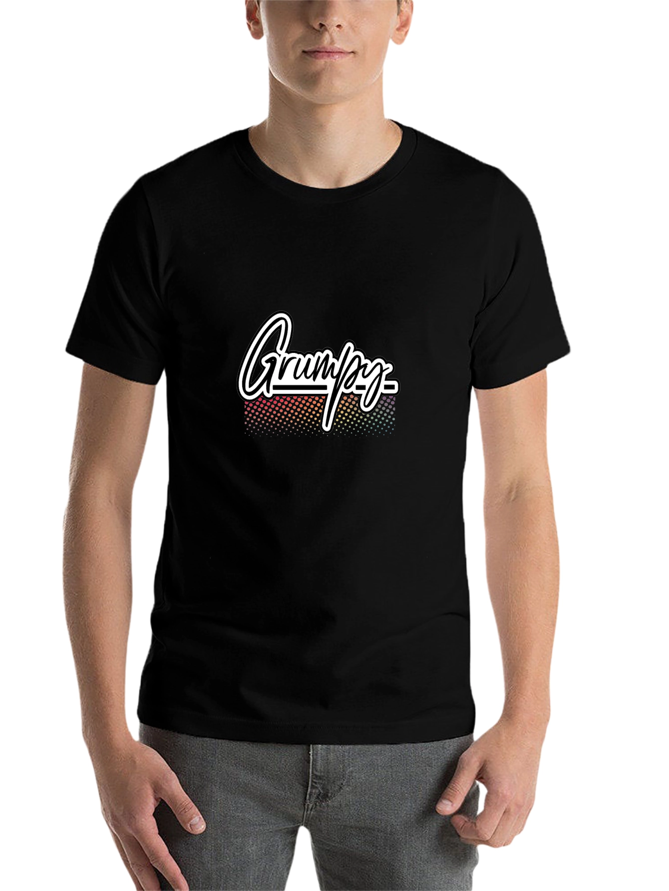Black Grumpy Graphic T-Shirt - Black Casual Tee view 7
