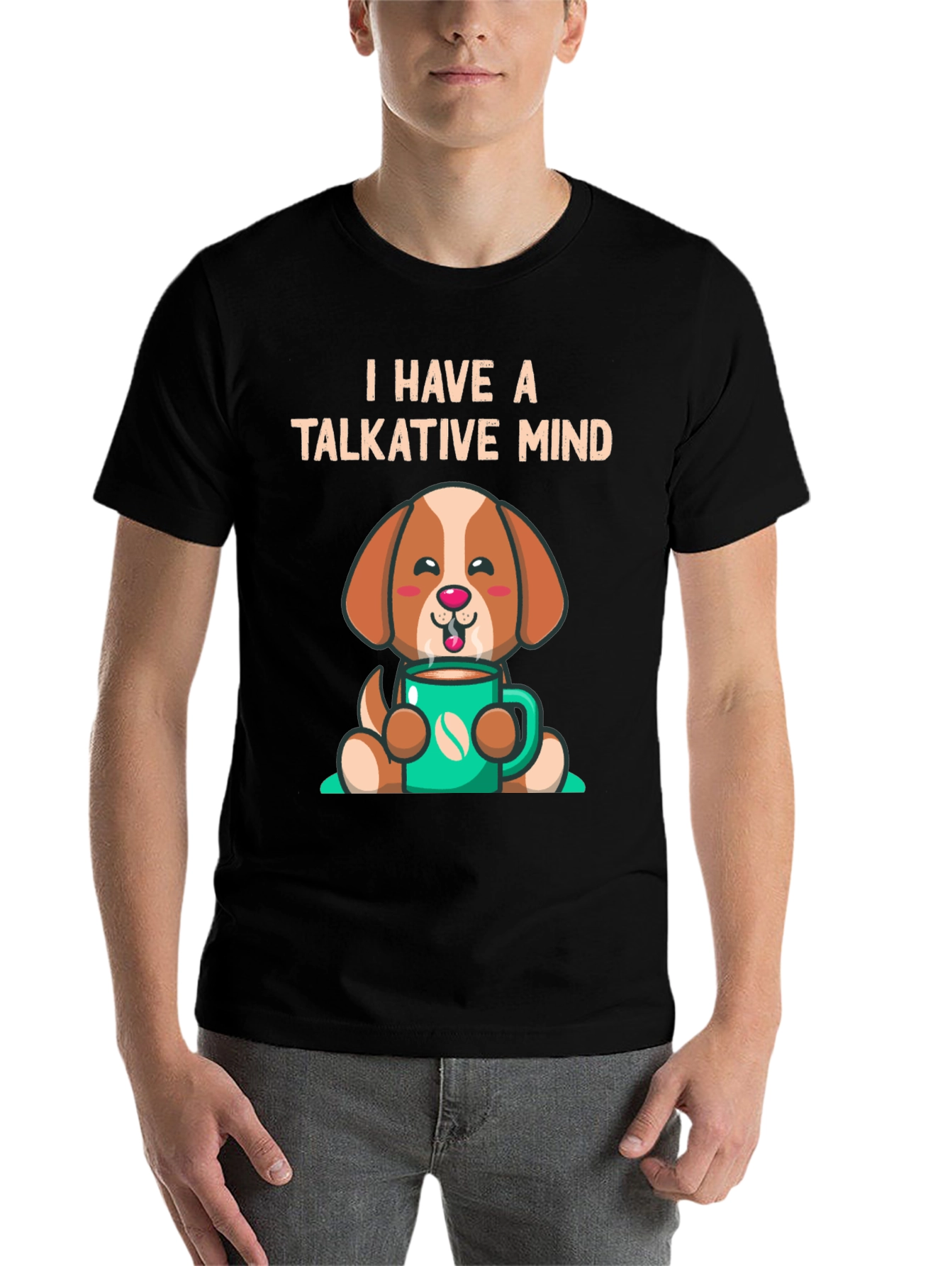 Black Talkative Mind Coffee Dog Graphic Tee view 7