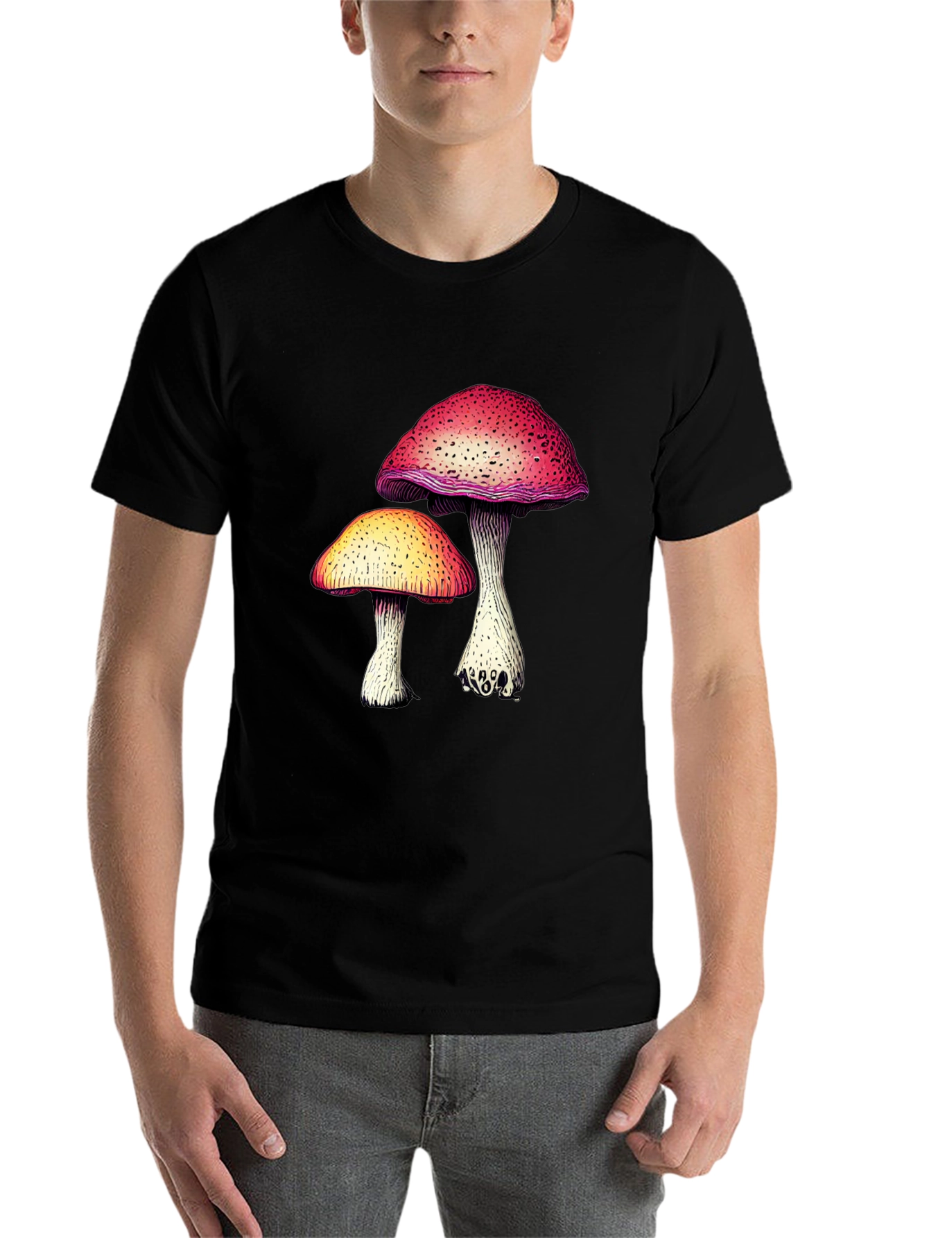 Black Mushroom Graphic Tee - Unique Design view 7