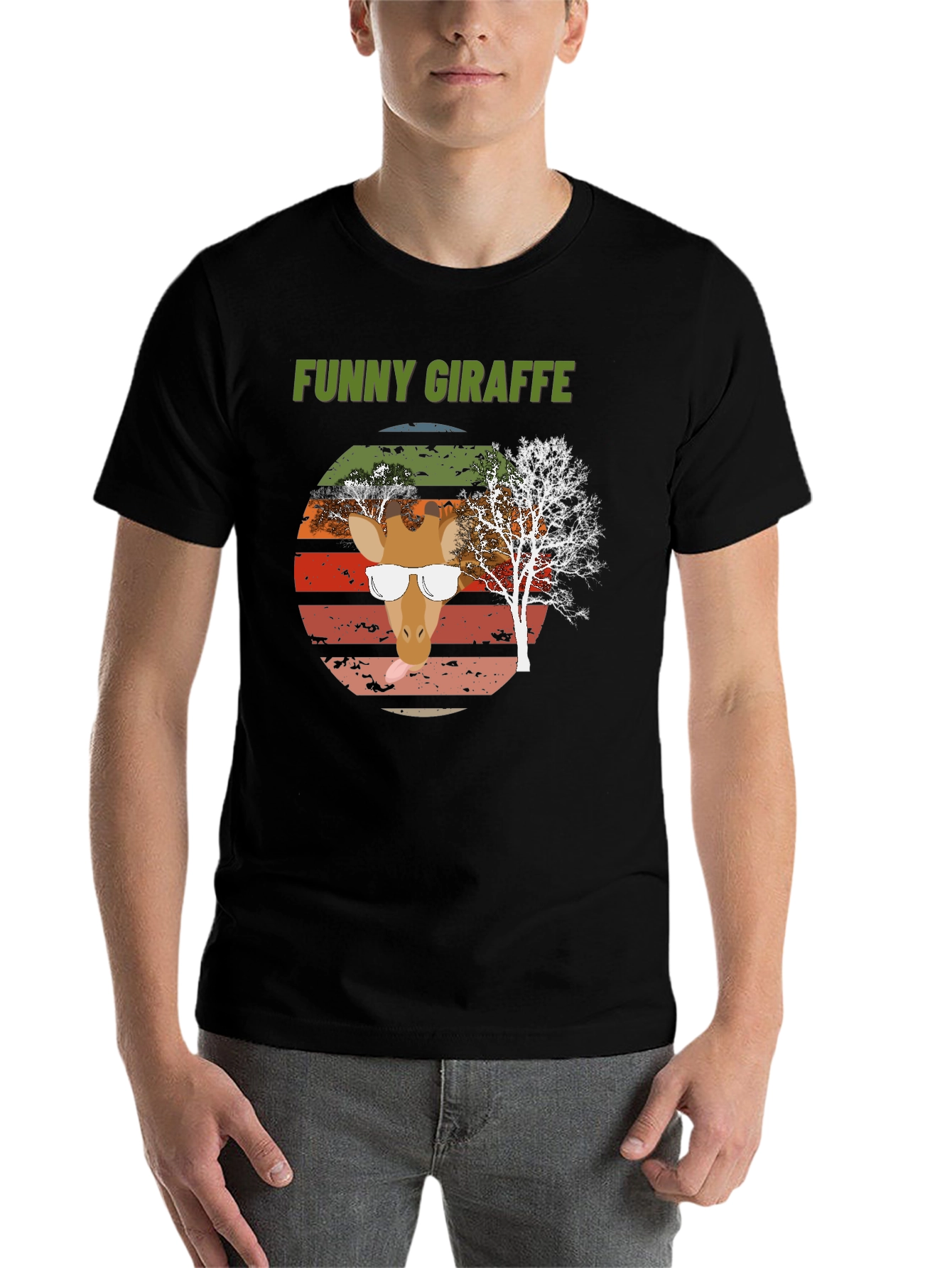 Black Funny Giraffe Graphic Tee - Unique Design view 7