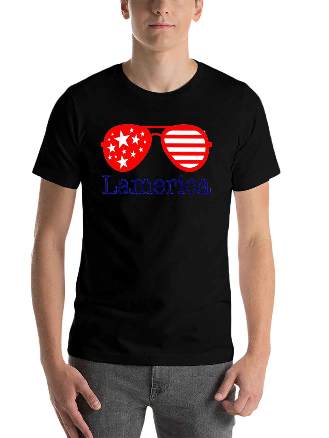 Black Patriotic Sunglasses T-Shirt: Lamerica Design view 7