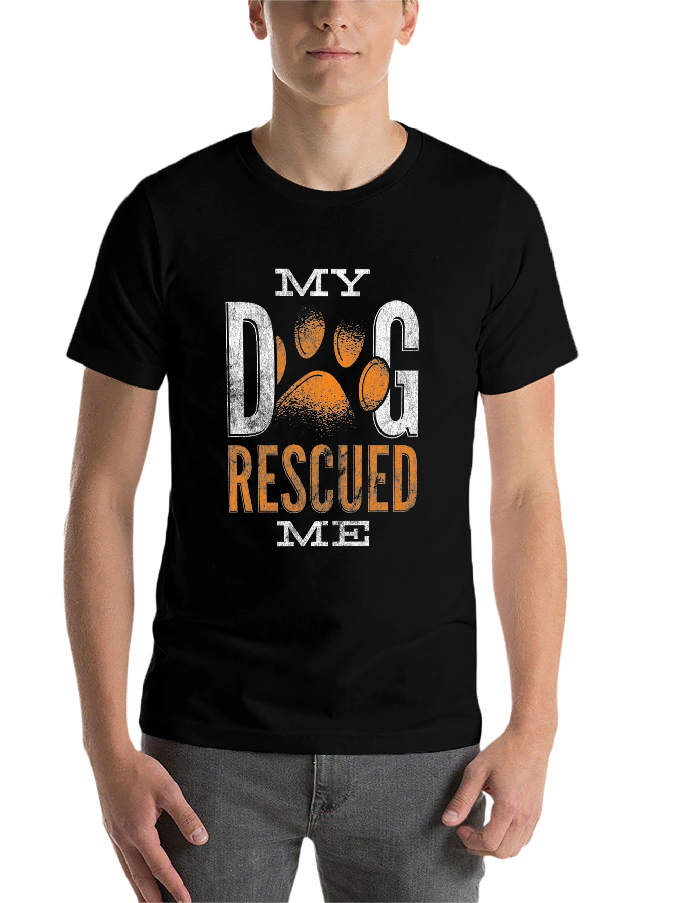 Black My Dog Rescued Me Black Graphic T-Shirt view 7