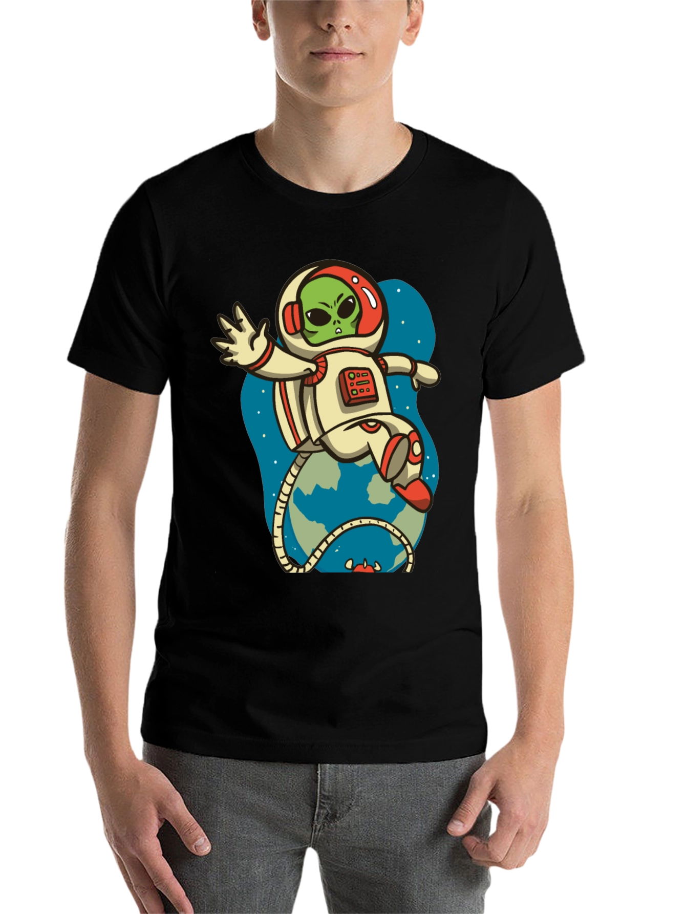 Black Alien Astronaut Graphic Tee view 7