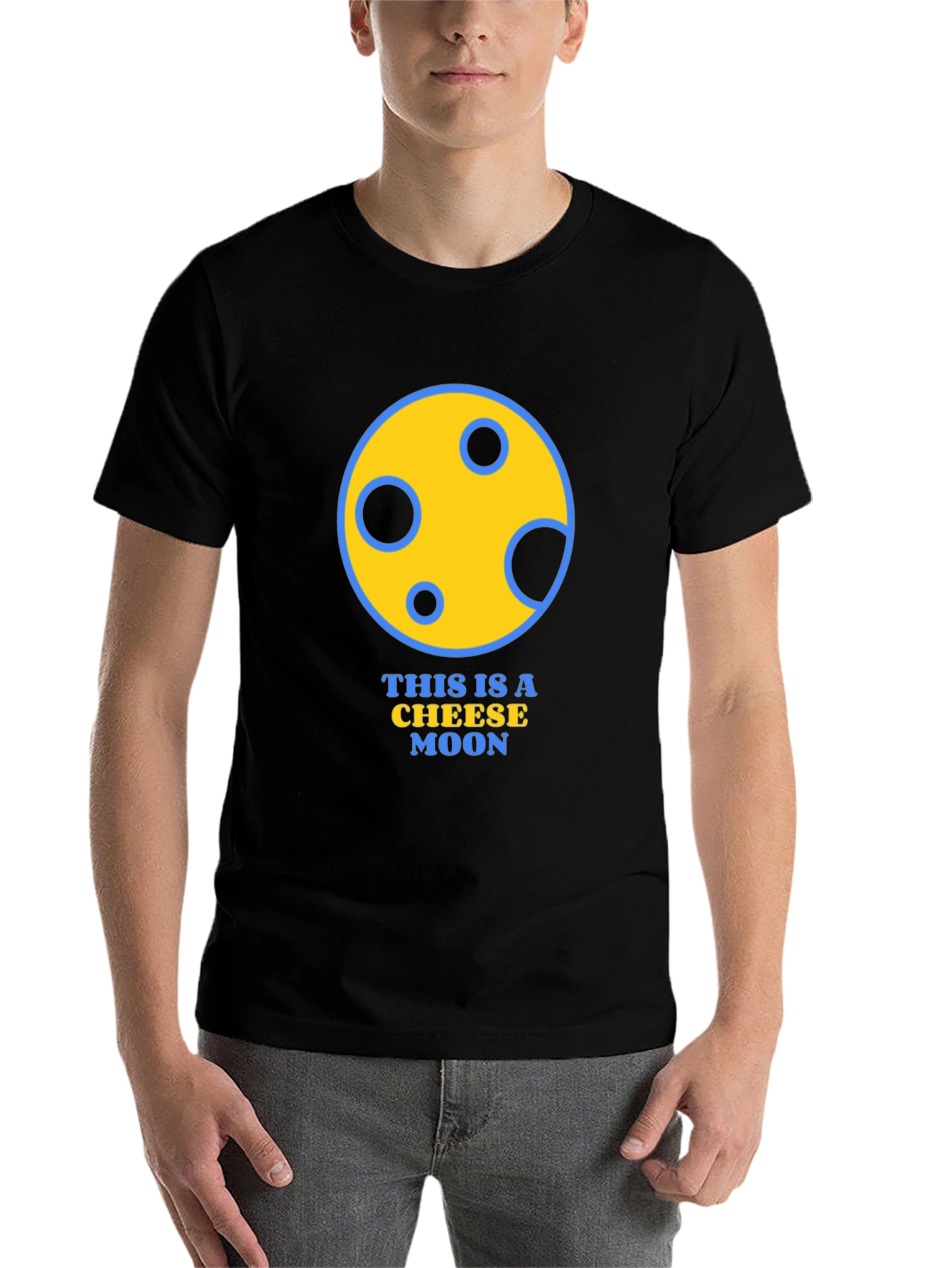 Black Cheese Moon Graphic T-Shirt - Funny Novelty Tee view 7