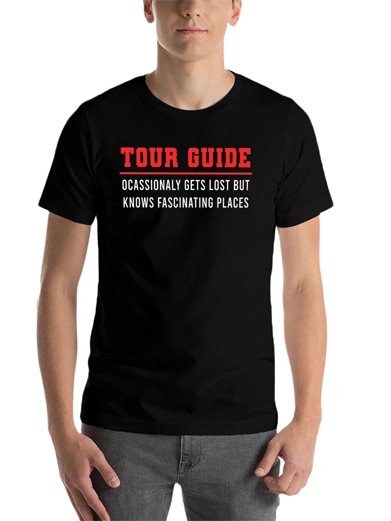 Black Funny Tour Guide T-Shirt view 7
