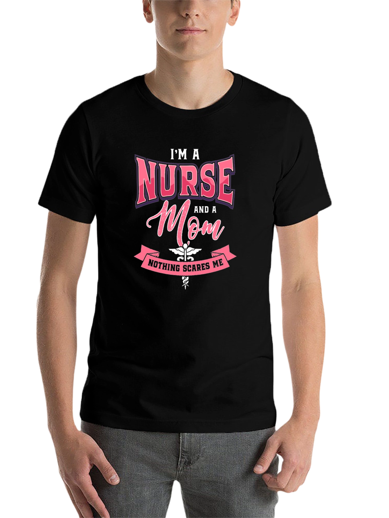 Black I'm A Nurse and a Mom T-Shirt view 7