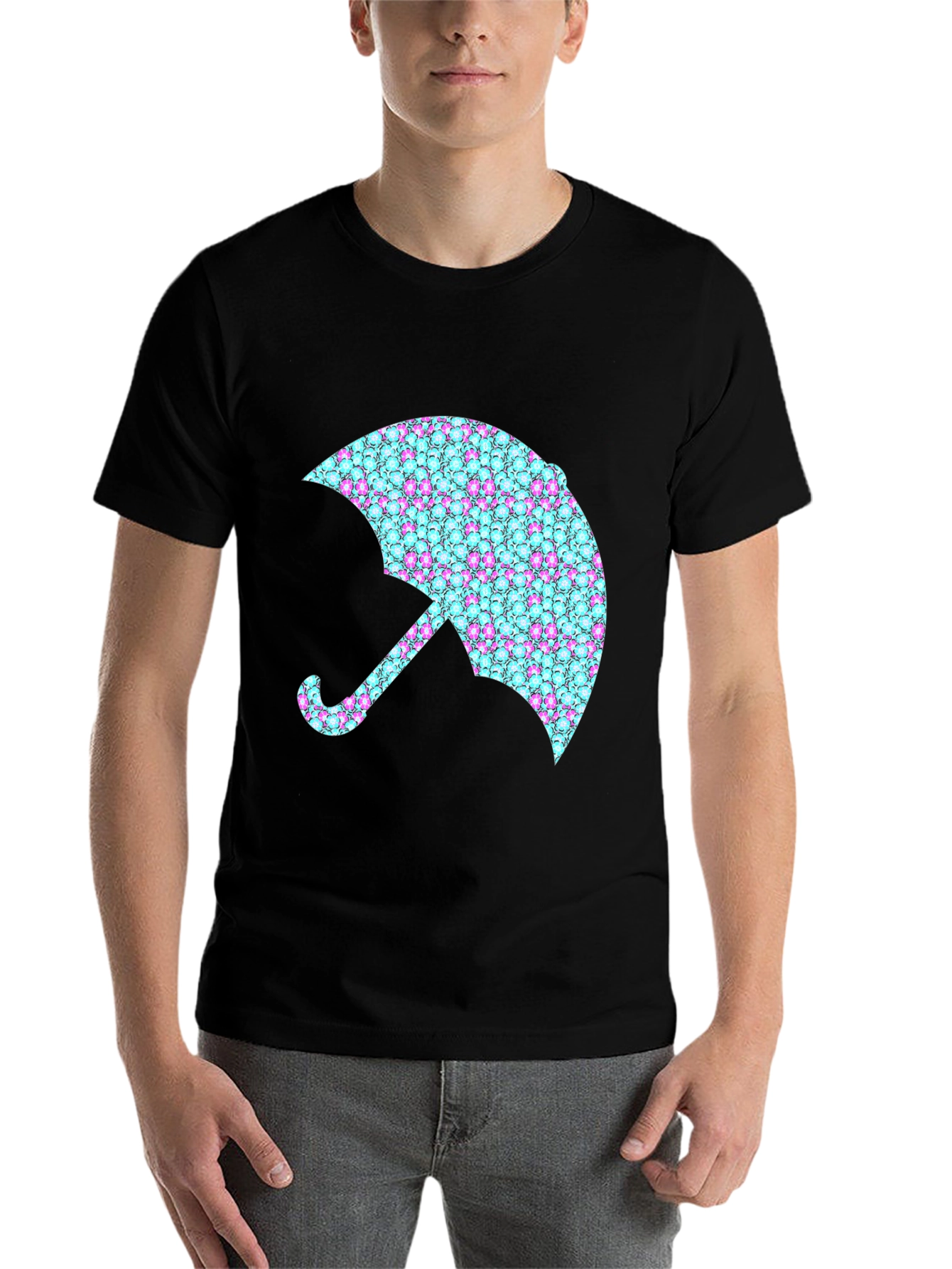 Black Funky Umbrella Graphic Tee - Black view 7