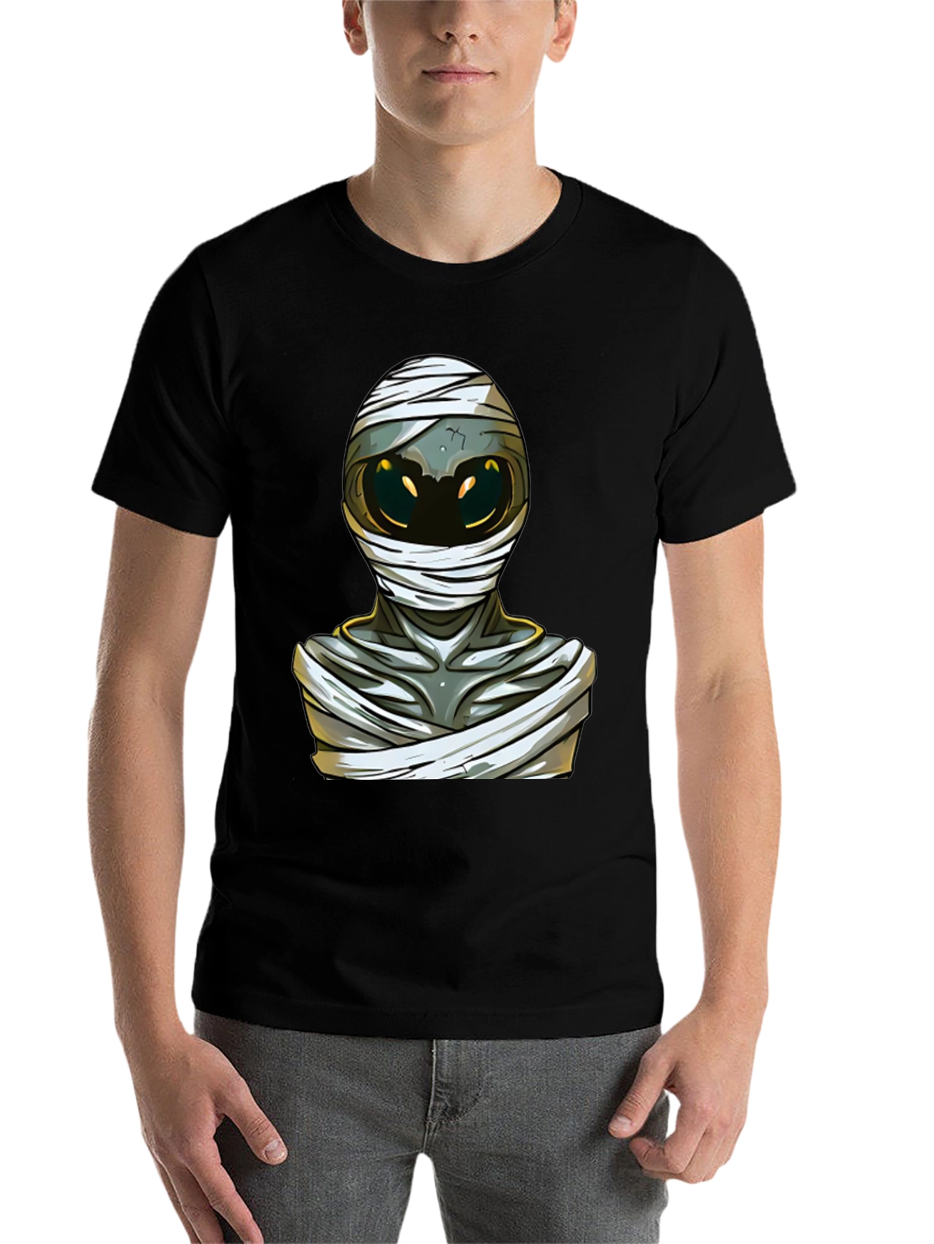 Black Mummy Graphic Tee - Unique Halloween Design view 7