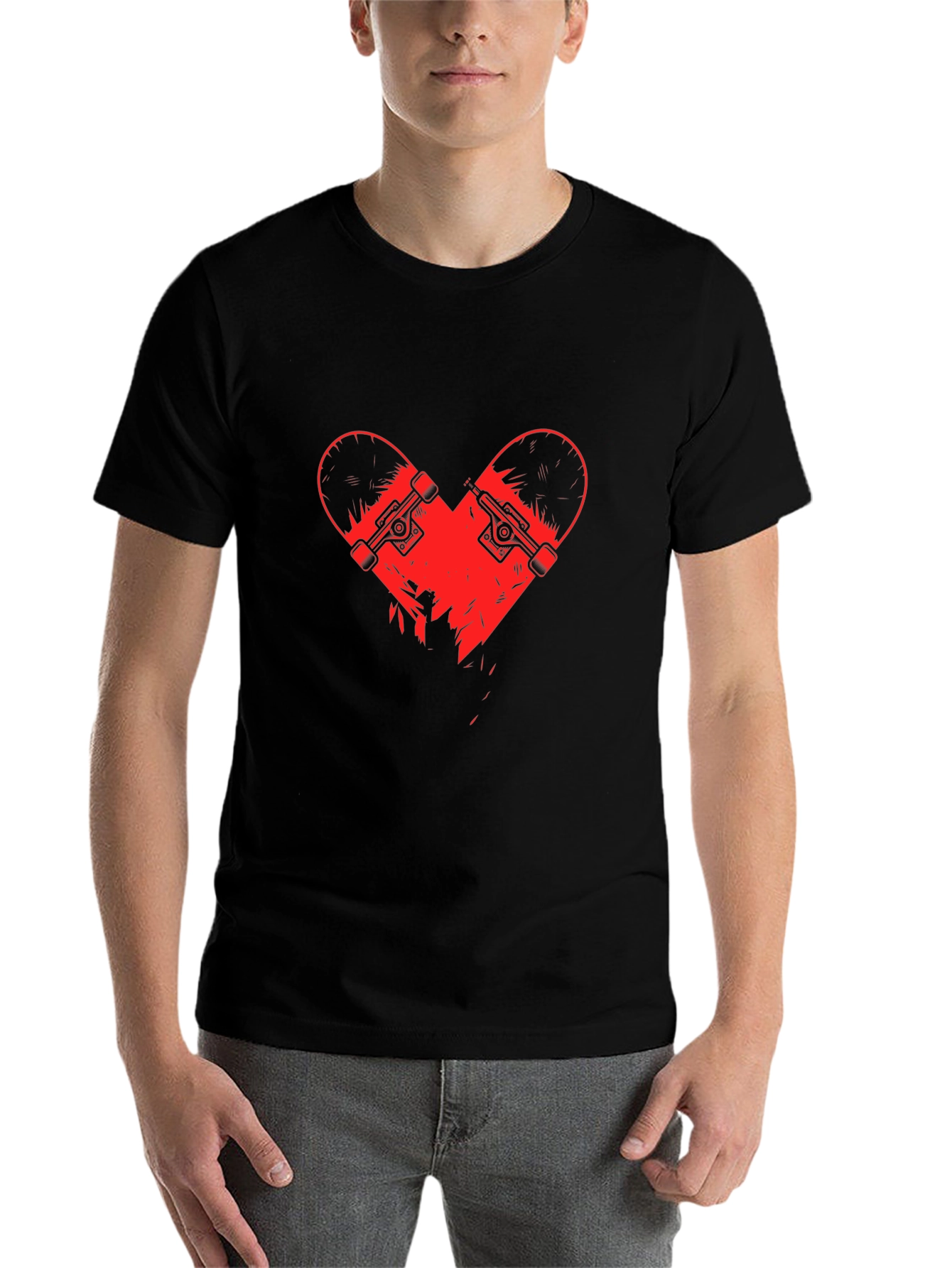 Black Skate Heart Graphic Tee - Black view 7