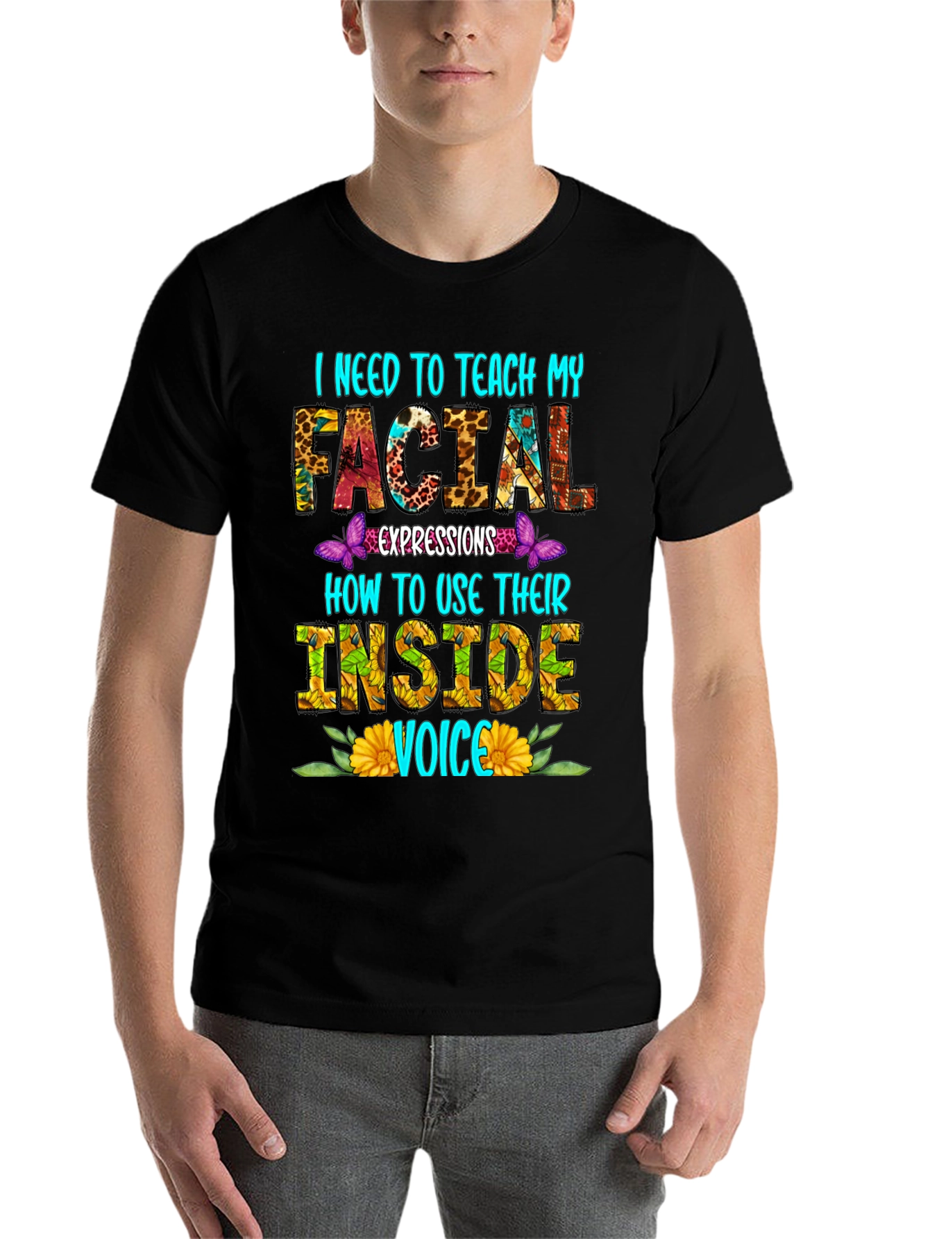 Black Teach Facial Expressions T-Shirt view 7