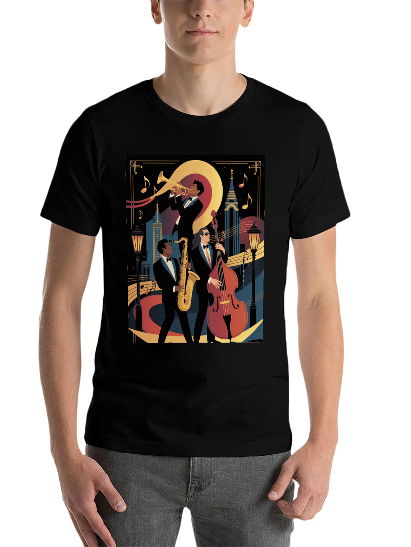 Black Jazz Band Graphic Black T-Shirt view 7