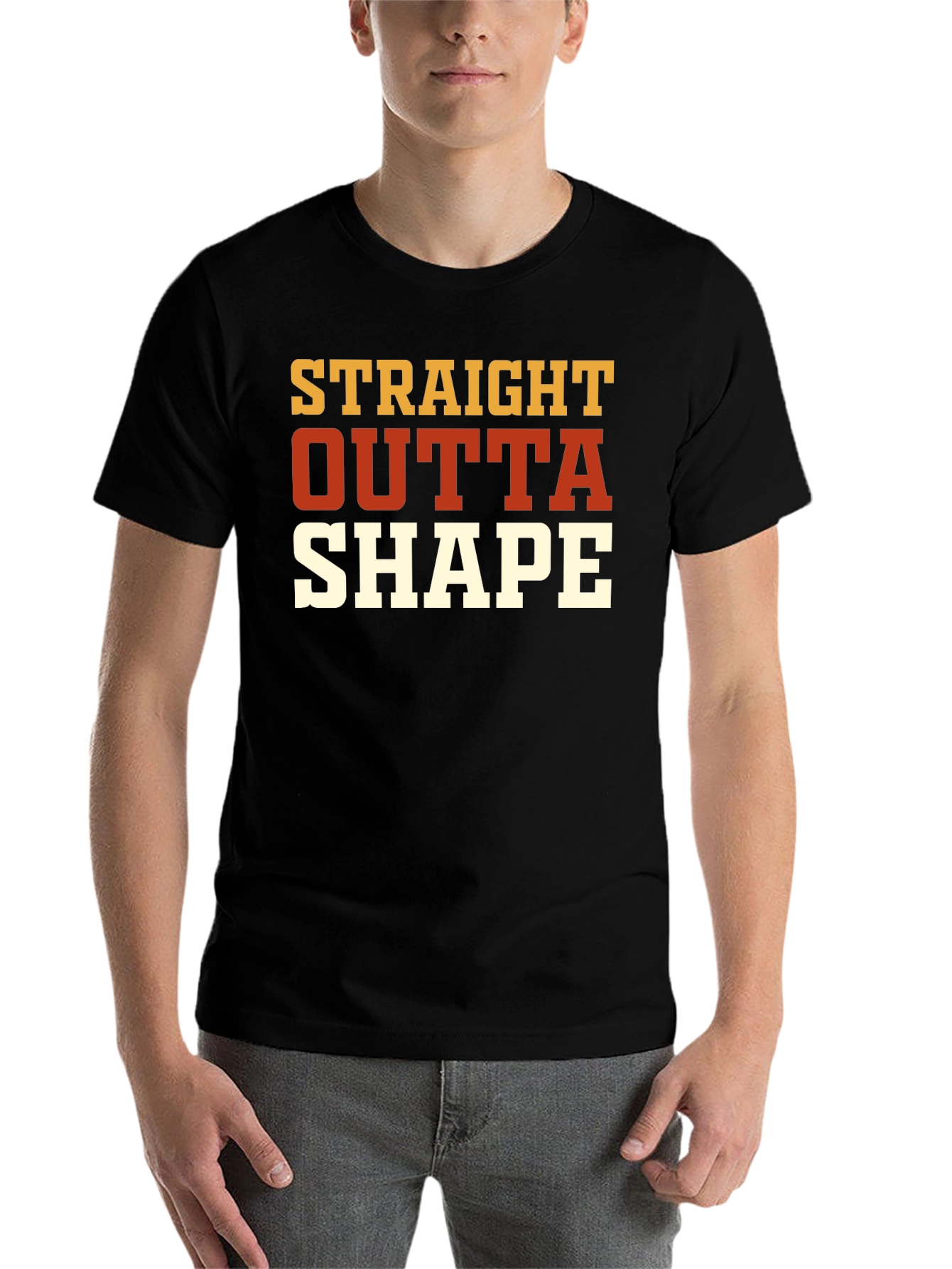 Black Straight Outta Shape Black Graphic T-Shirt view 7