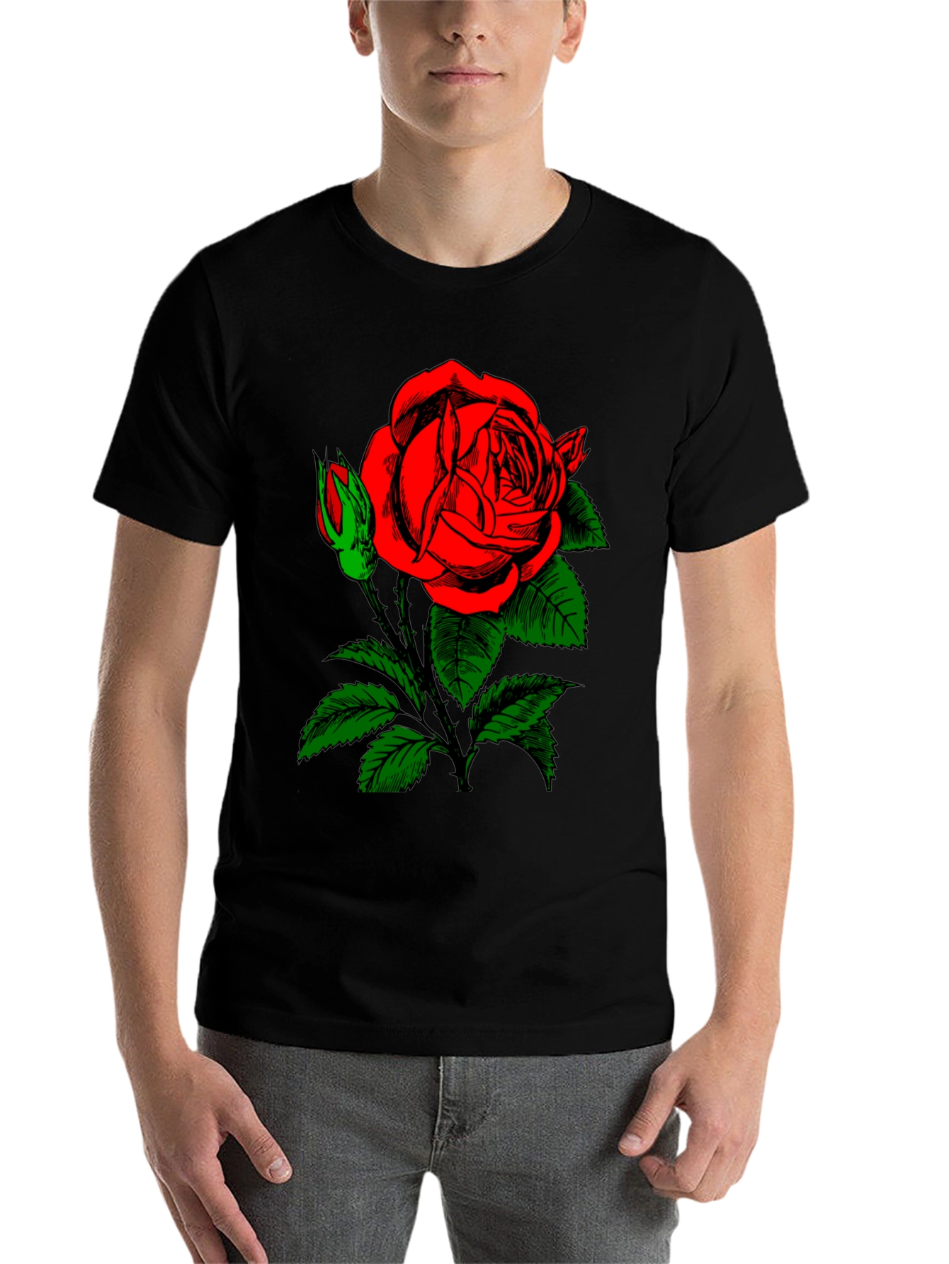 Black Rose Graphic Black T-Shirt view 7