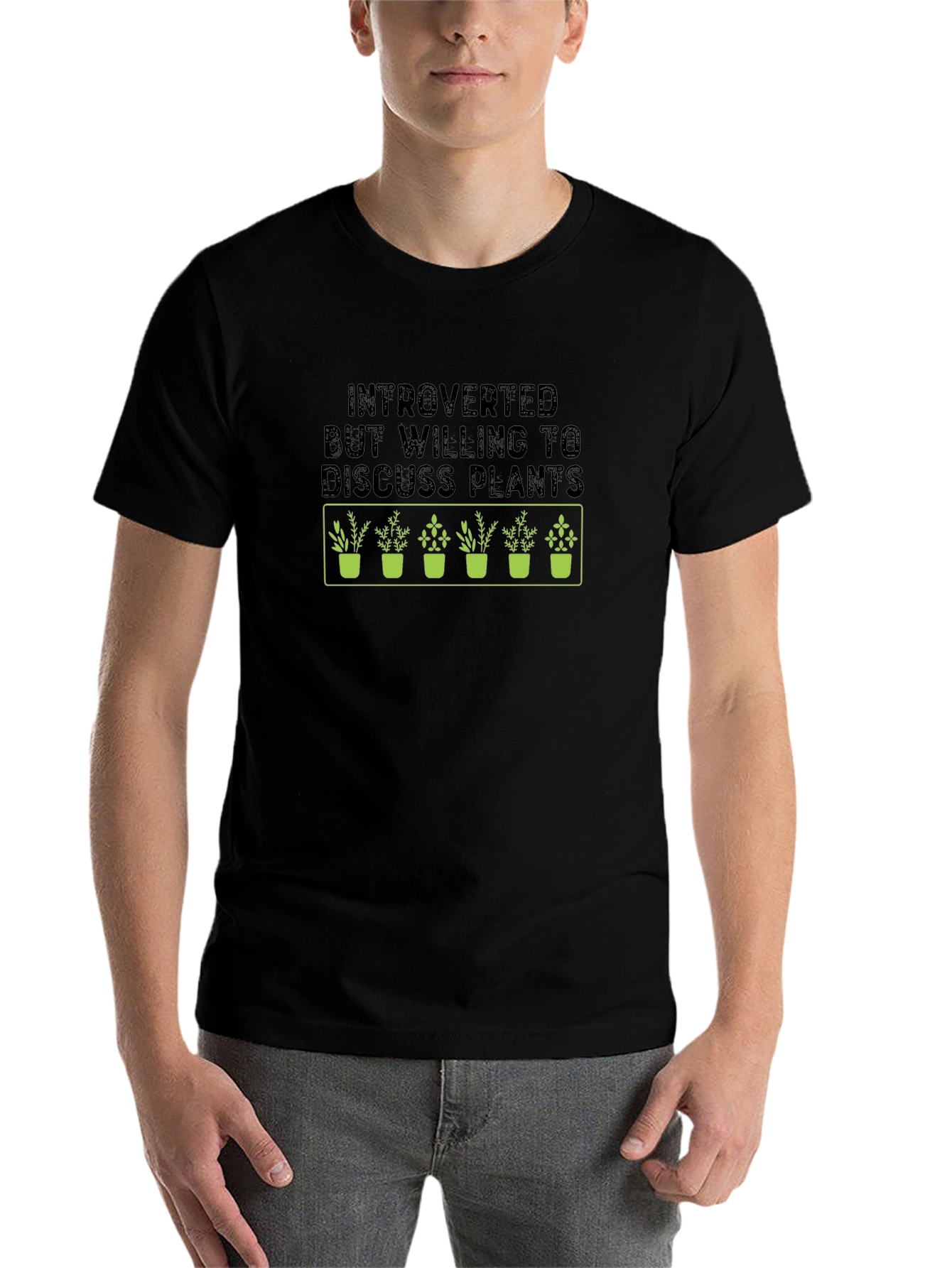 Black Introverted Plants Graphic Tee view 7