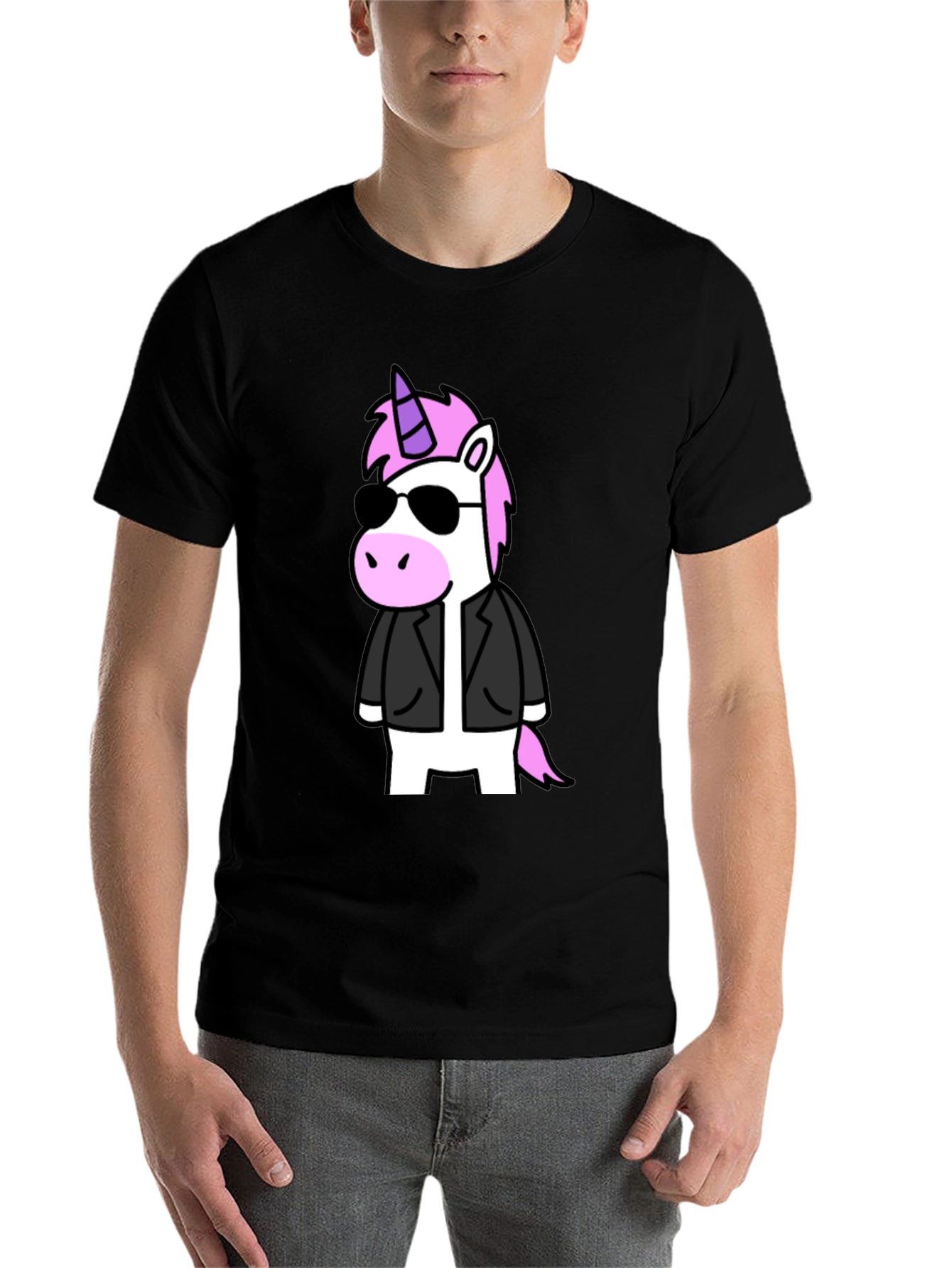 Black Cool Unicorn Graphic T-Shirt - Black view 7
