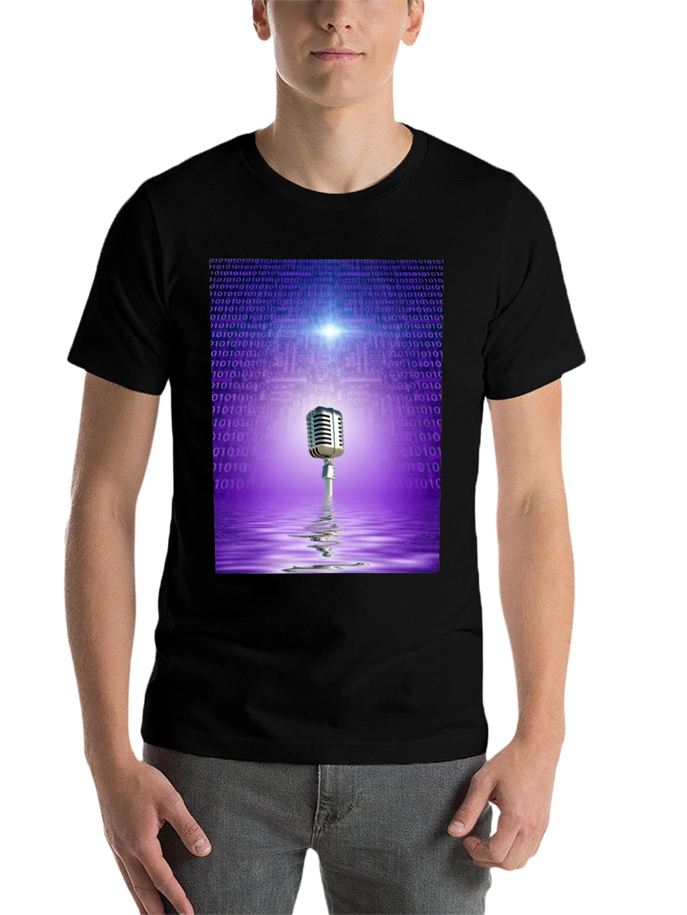 Black Retro Tech Microphone T-Shirt - Black view 7