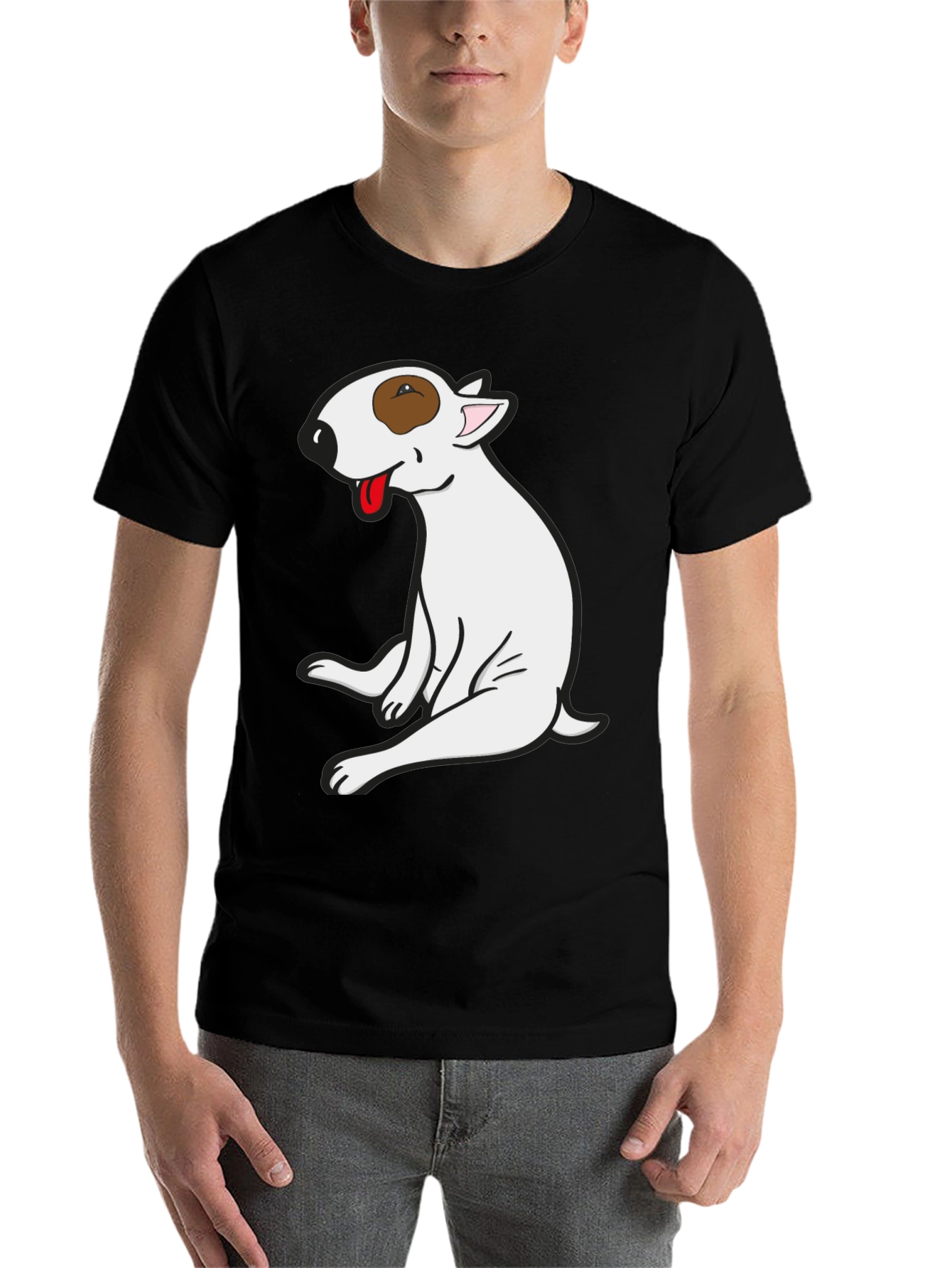 Black Bull Terrier Graphic Tee - Black Cotton T-Shirt view 7