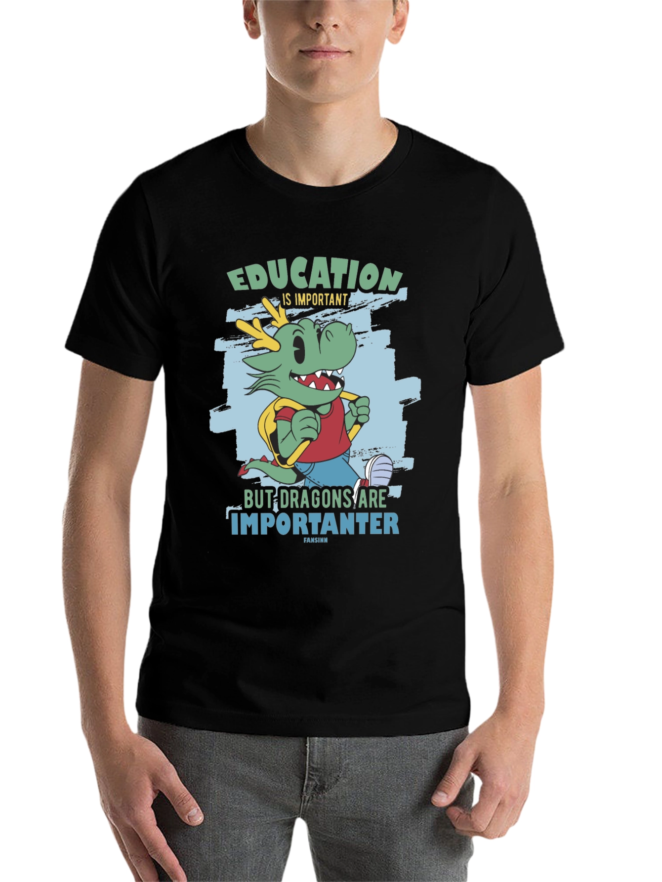 Black Education Dragon Graphic T-Shirt view 7