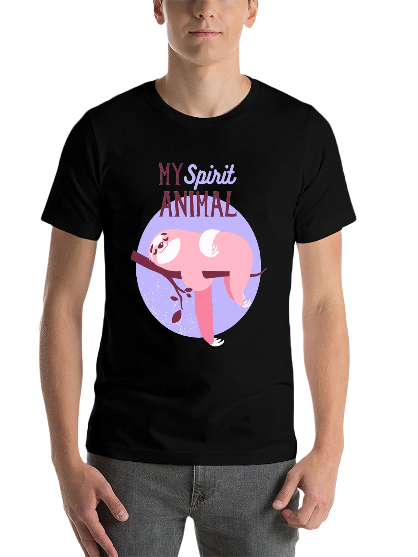 Black My Spirit Animal Sloth T-Shirt view 7