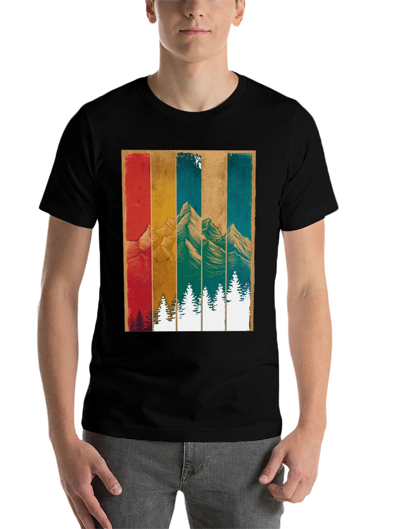 Black Retro Mountainscape Graphic Tee view 7