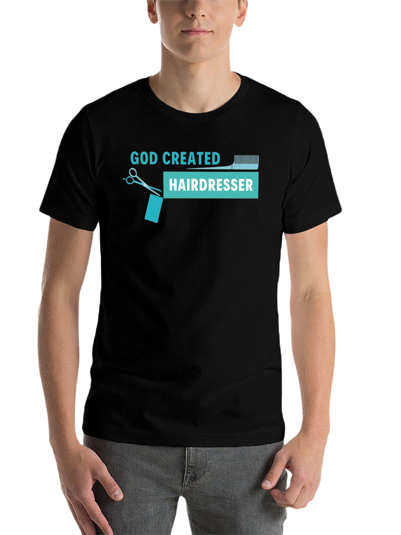 Black God Created Hairdresser T-Shirt - Black view 7