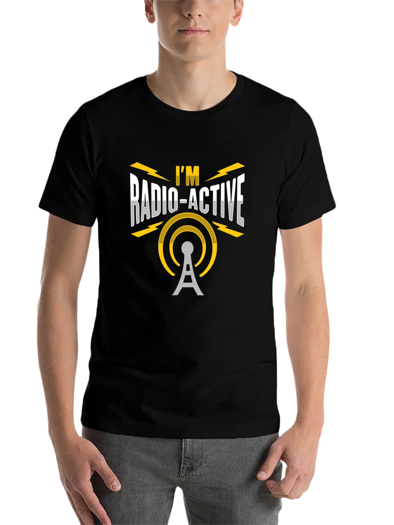 Black I'm Radio-Active Black T-Shirt - Funny Ham Radio Operator Tee view 7