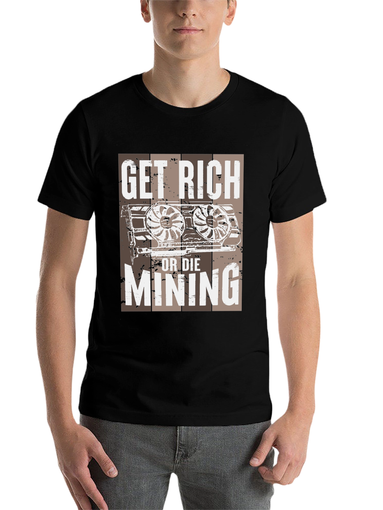 Black Get Rich or Die Mining T-Shirt view 7