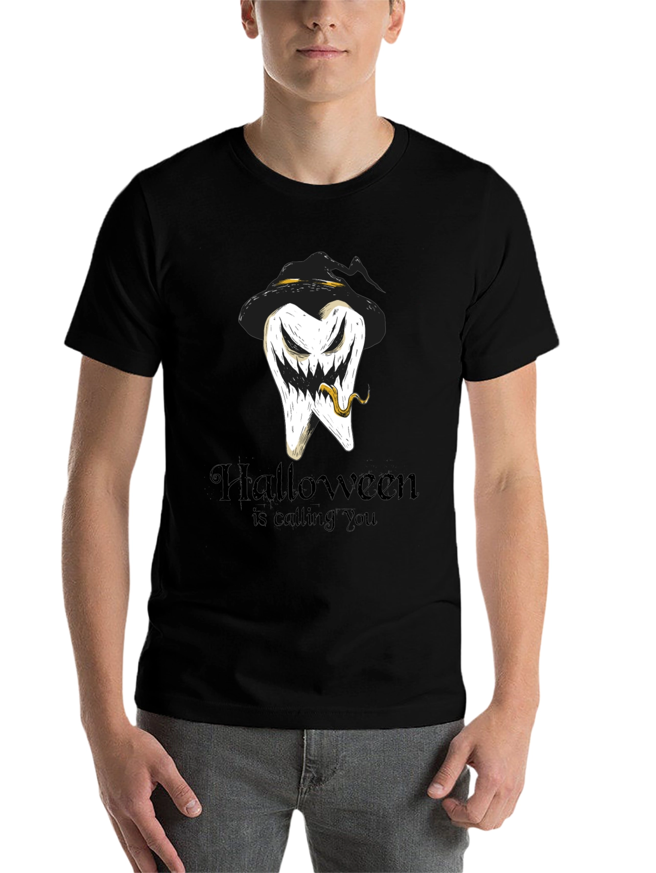 Black Halloween Tooth Tee: Calling You! view 7