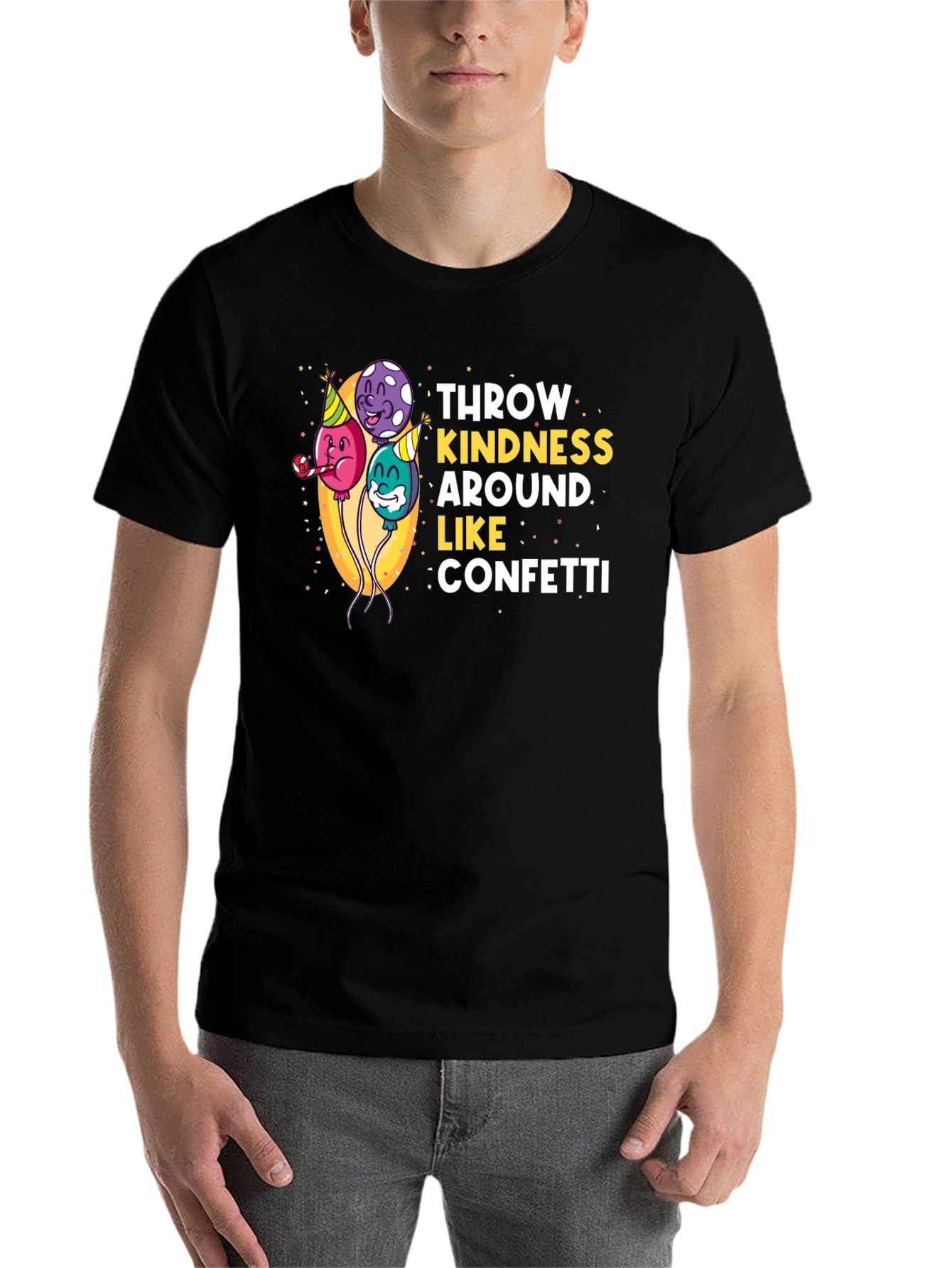 Black Throw Kindness Like Confetti Graphic Tee view 7