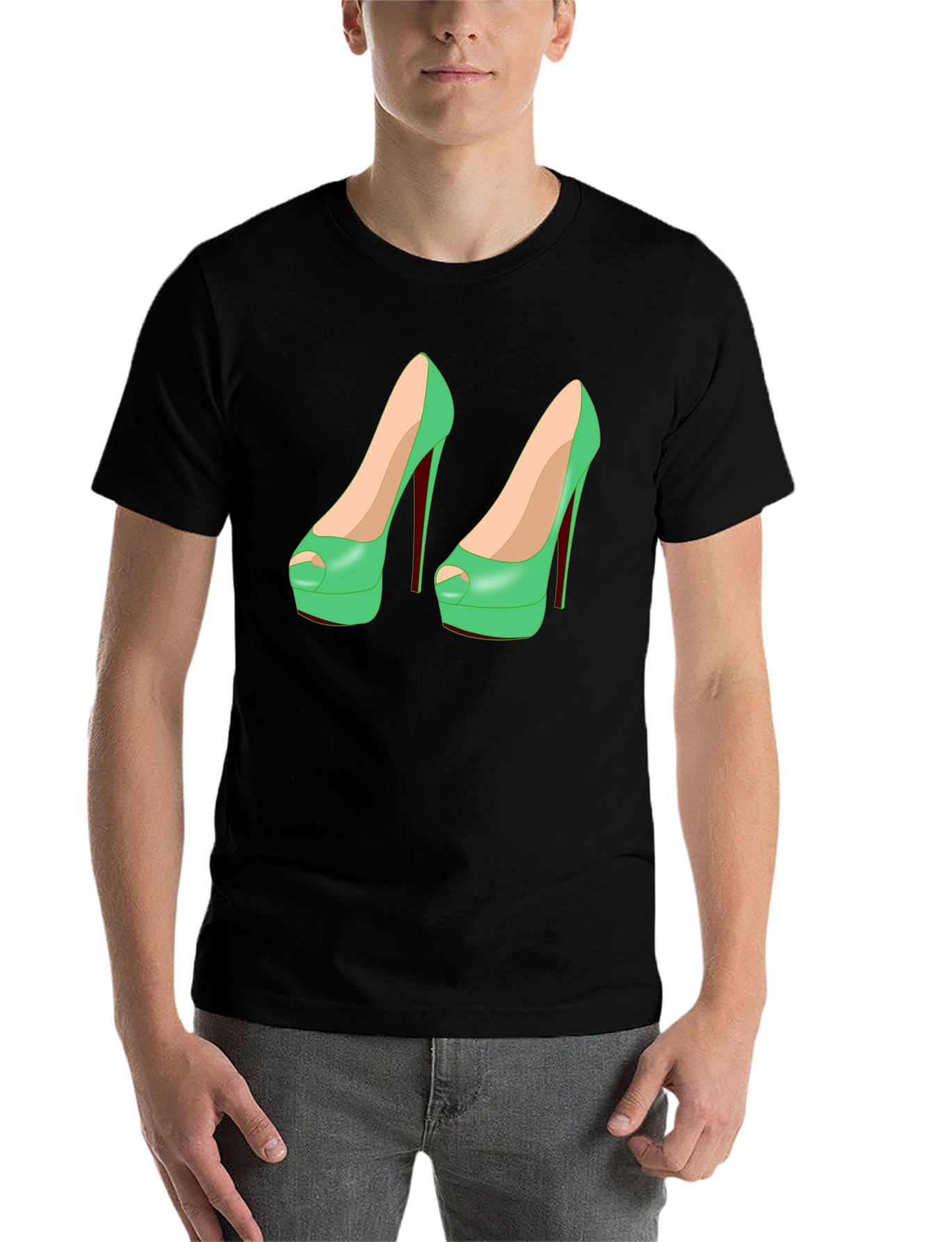 Black Novelty High Heel Shoe T-Shirt view 7