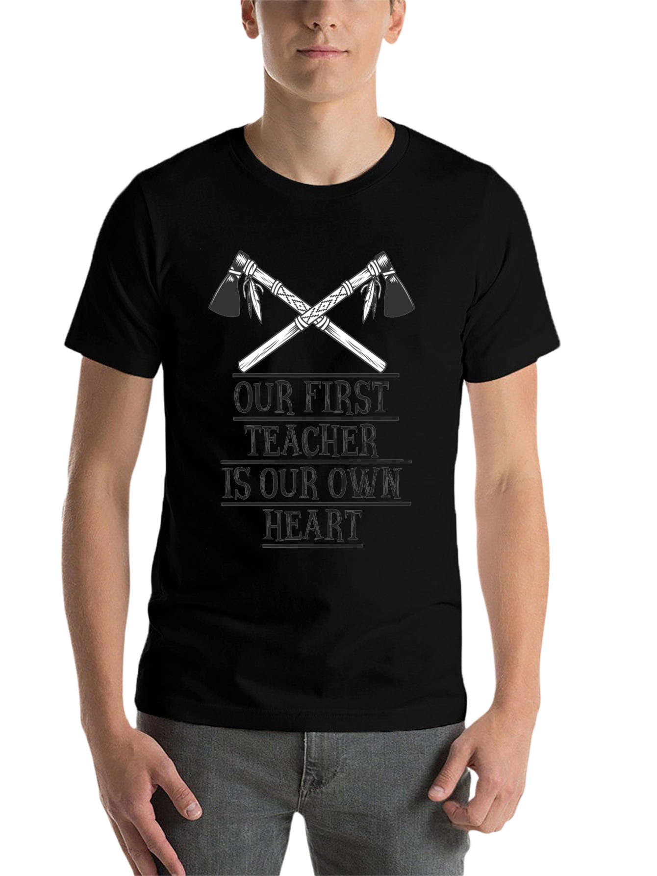 Black Our First Teacher Heart Graphic Tee view 7